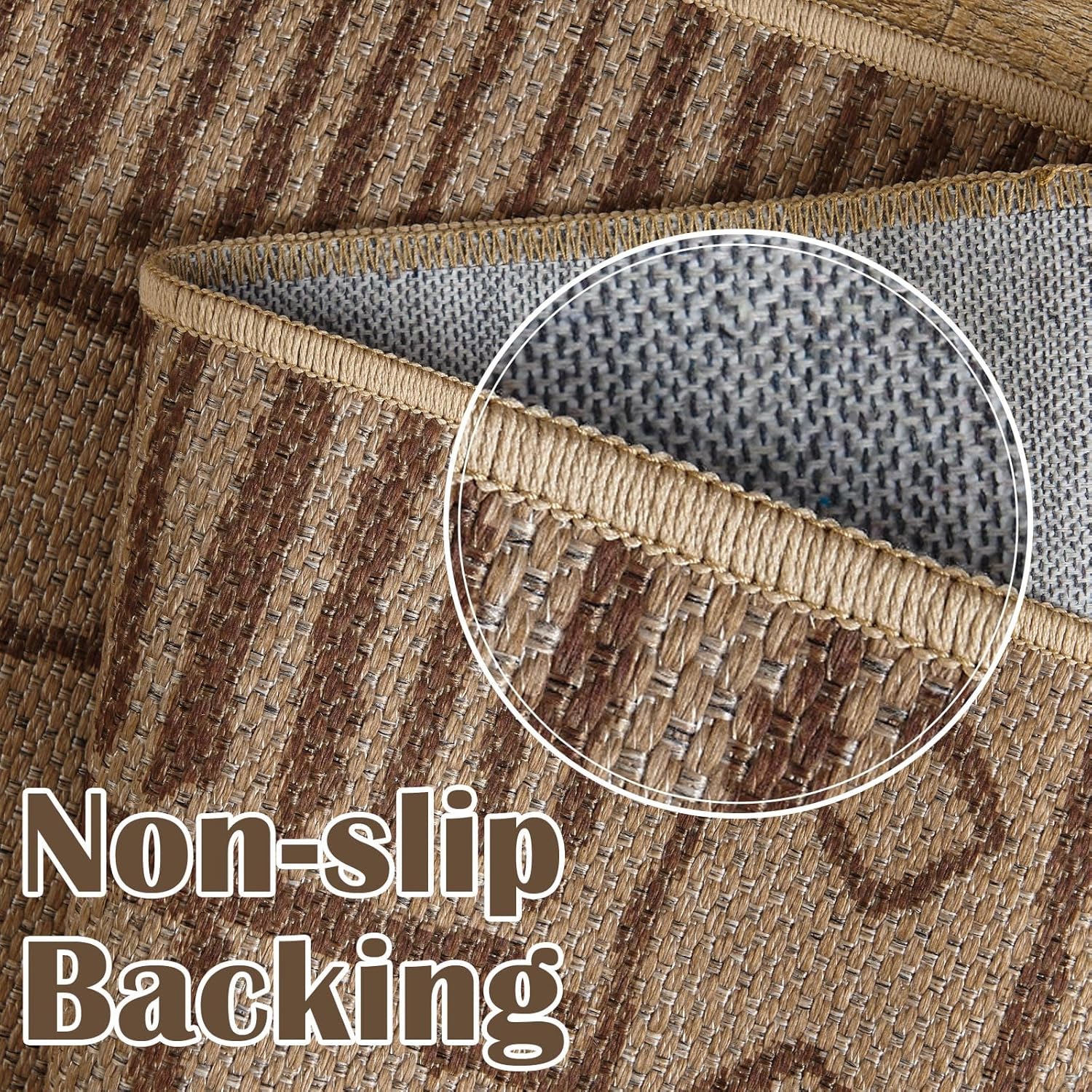 jinchan Alfombra de yute reciclada para interiores y exteriores, de 6 x 9 pies, estilo bohemio, elegante, con estampado geométrico, marrón,