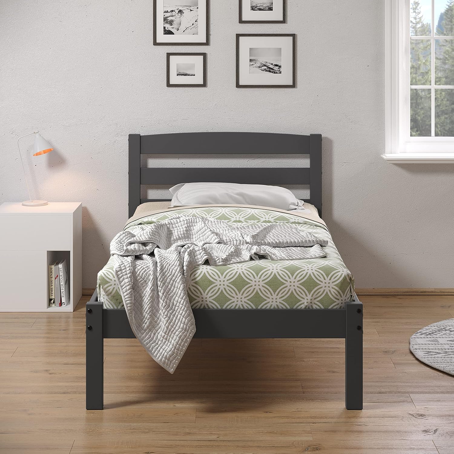DONCO KIDS Cama Econo Twin Plataforma Gris Oscuro