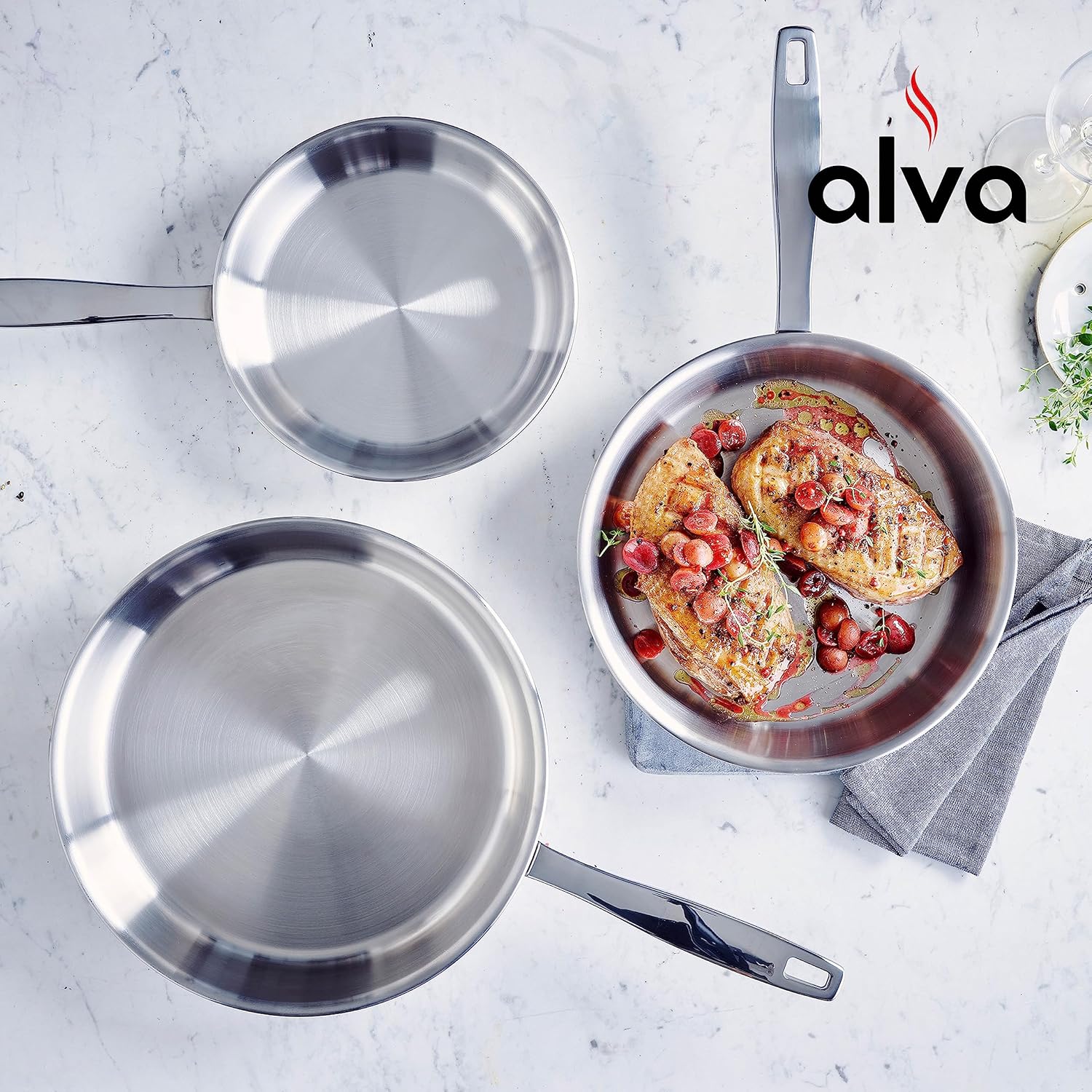Alva Maestro – Sartén antiadherente, aluminio recubierto de cerámica para un diseño contemporáneo, no tóxico, sin PFAS ni PFOA, apto para horno con