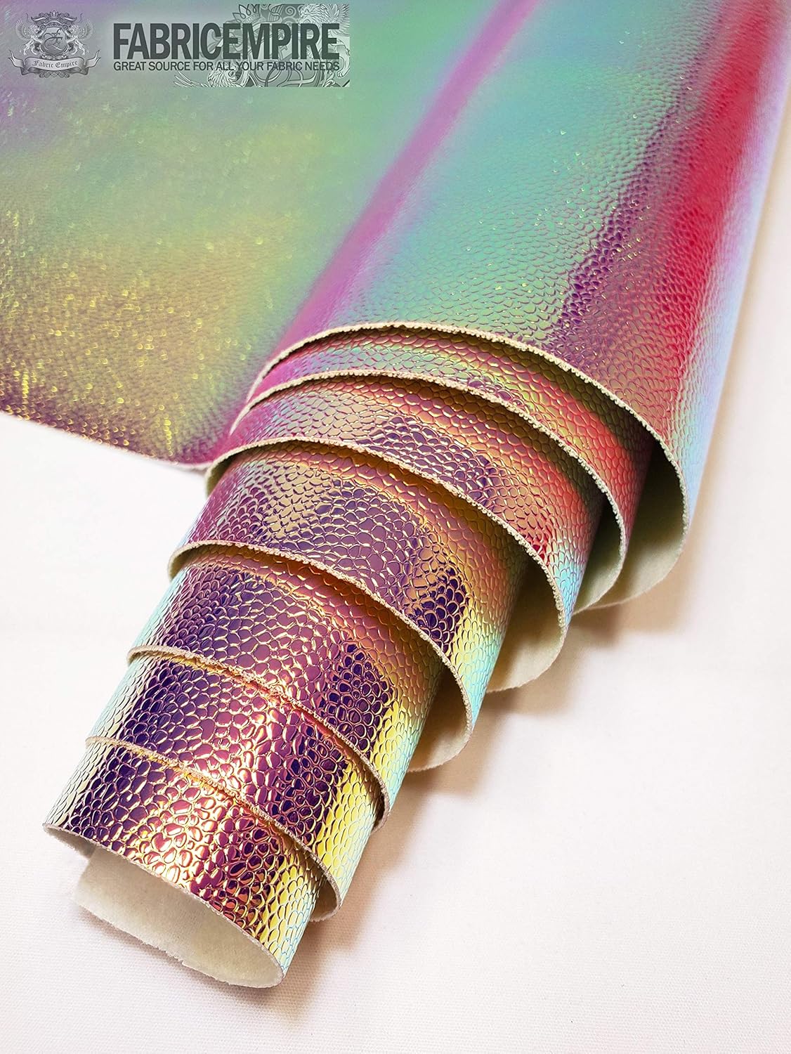 Fabric Empire Tapicería de vinilo en relieve holograma holográfico de burbujas holográficas material de tela brillante cobre 54 pulgadas de ancho
