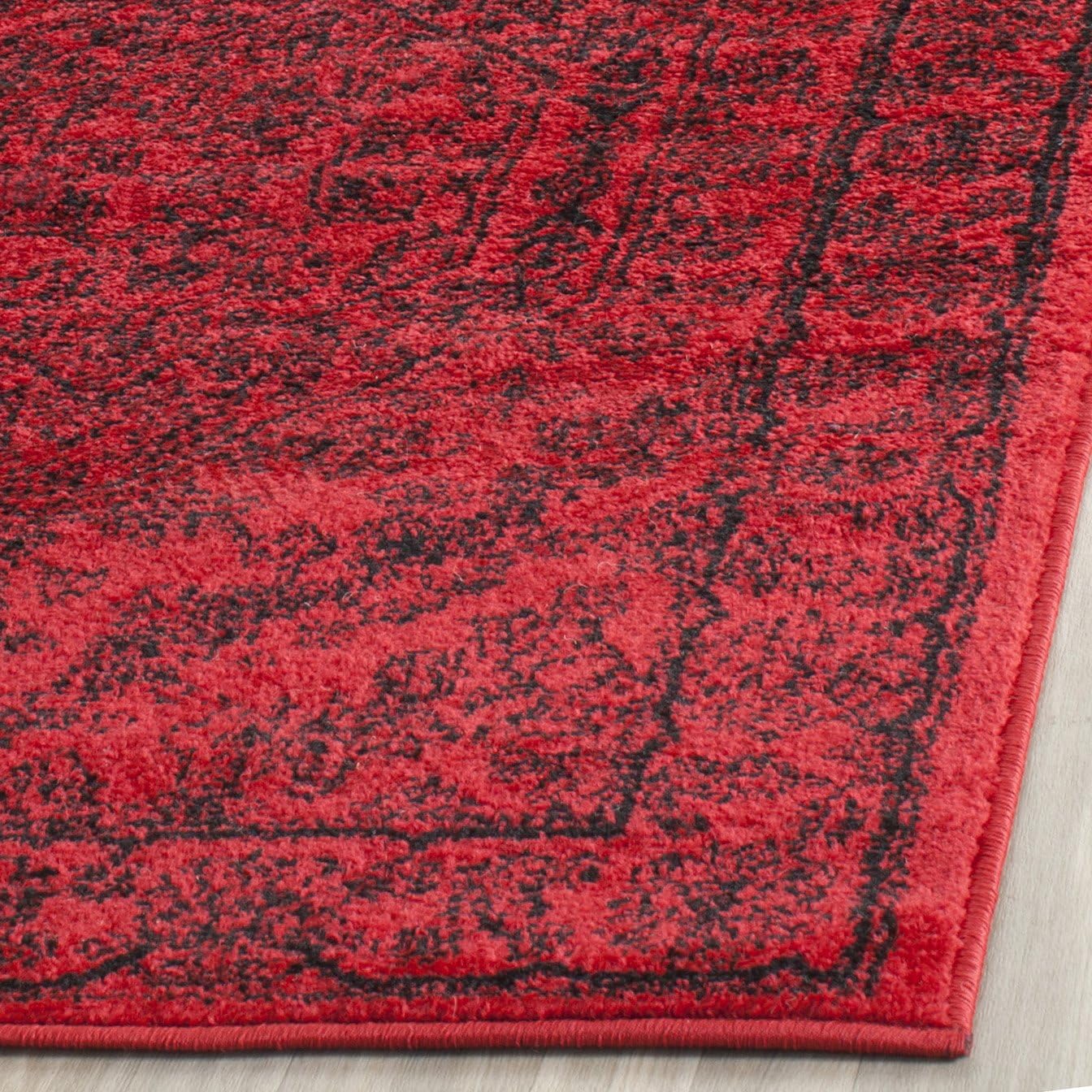 Safavieh – Colección Adirondack, 2 pies 6 pulgada x 22 pies, color rojonegro, ADR108F, Medallón Oriental, alfombra de área para sala, habitación,