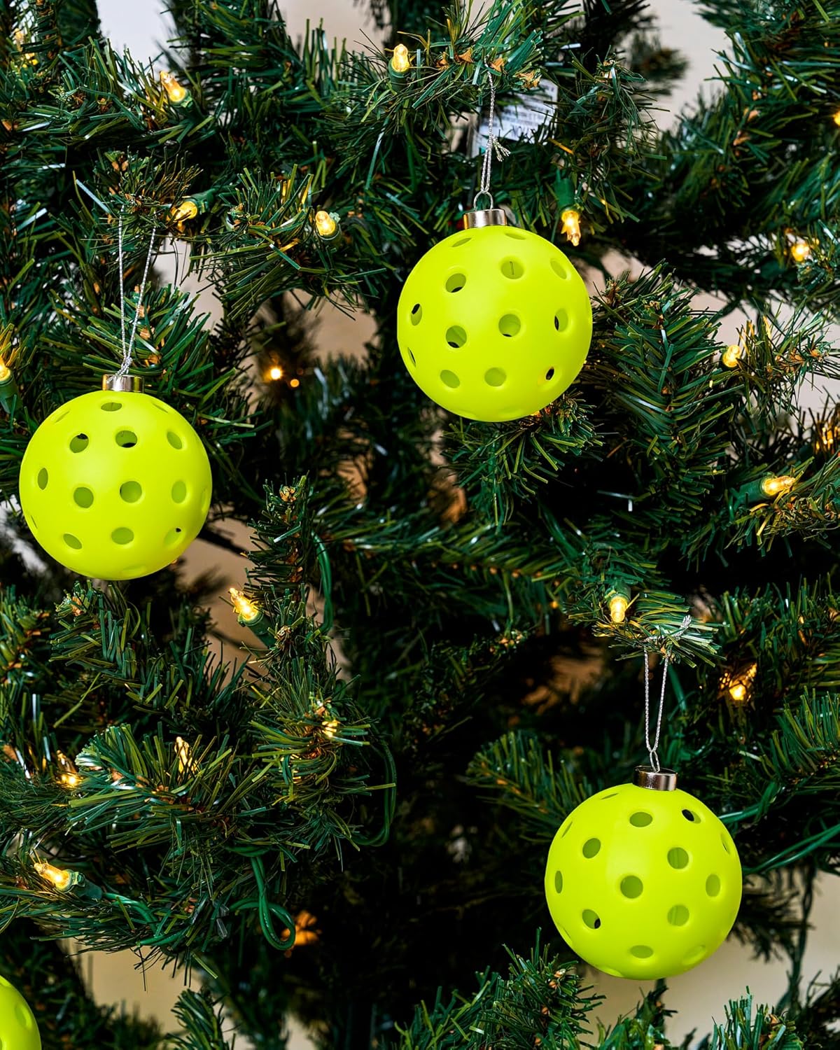 TILTECH Adorno de pickleball, adorno de Navidad de pickleball de tamaño real para árbol de Navidad, divertido regalo de pickleball, decoraciones de