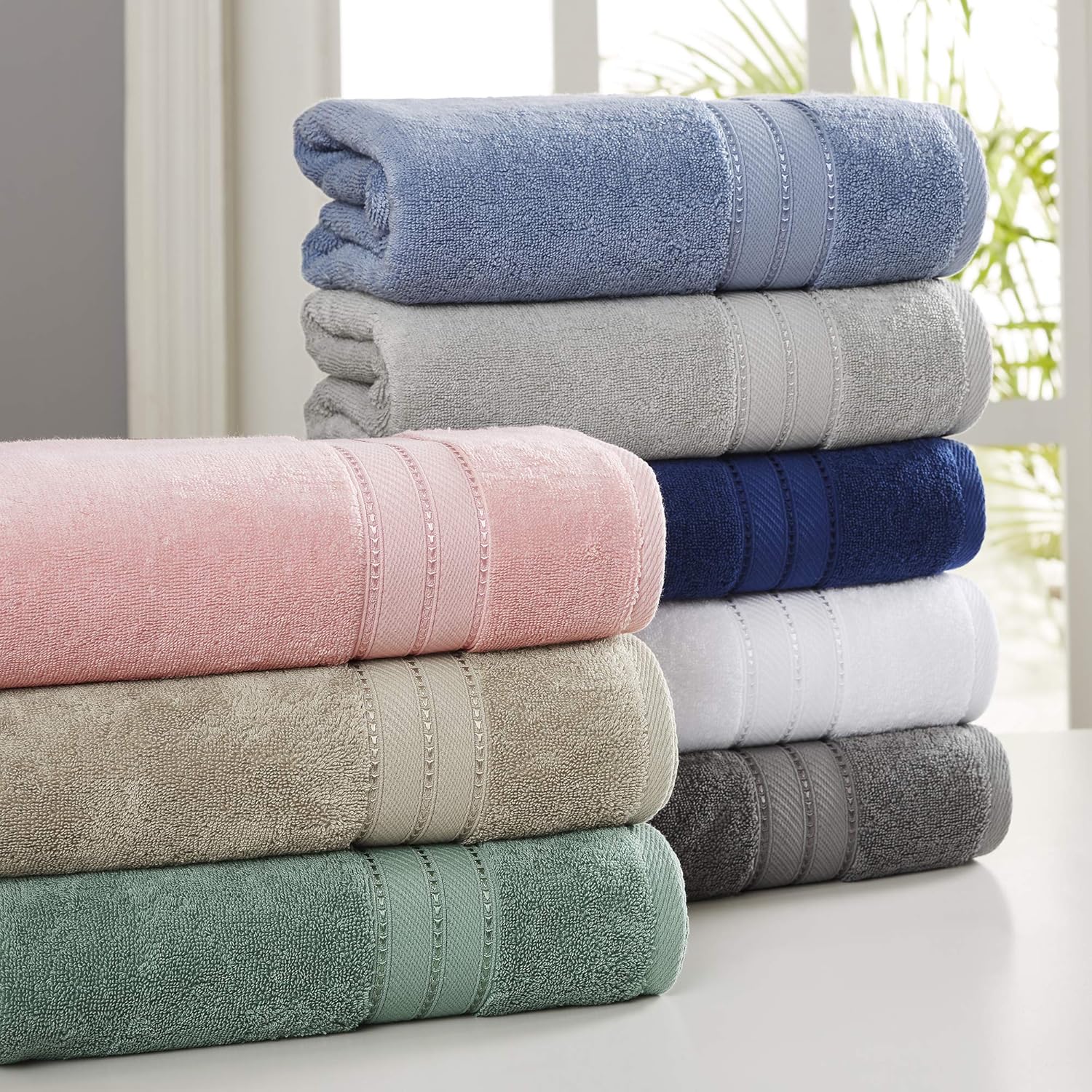 Modern Threads – Spun Loft Juego de toallas de 100% algodón peinado de 18 piezas, toallas de baño, toallas de mano y paños – Superabsorbentes y de