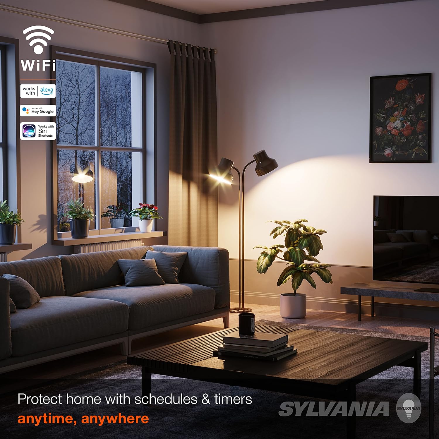 Sylvania – Bombilla LED inteligente A19 WiFi, 9 W eficiente, blanco sintonizable, 2700K – 6500K, para AlexaGoogle AssistantSiri Shortcuts, Energy