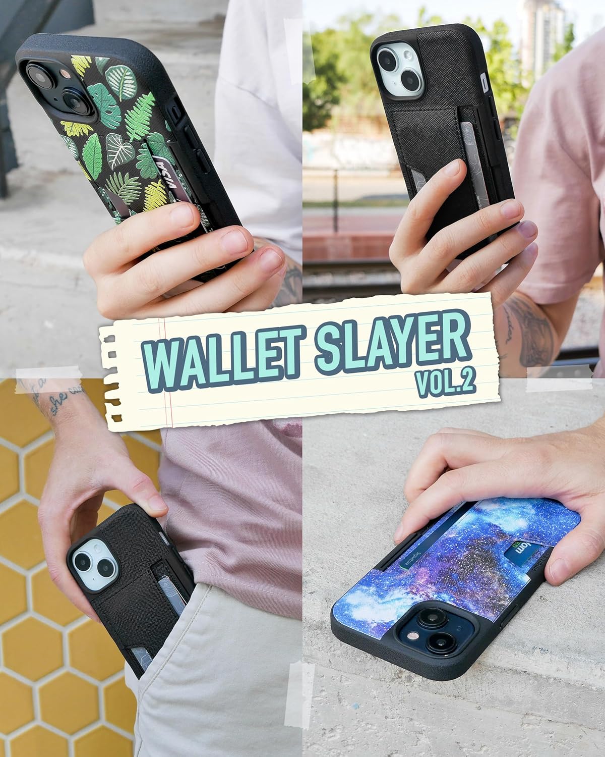 Smartish Funda tipo cartera para iPhone 15  Wallet Slayer Vol. 2 delgada + protectora tarjetero con función atril  Funda de ranura oculta probada