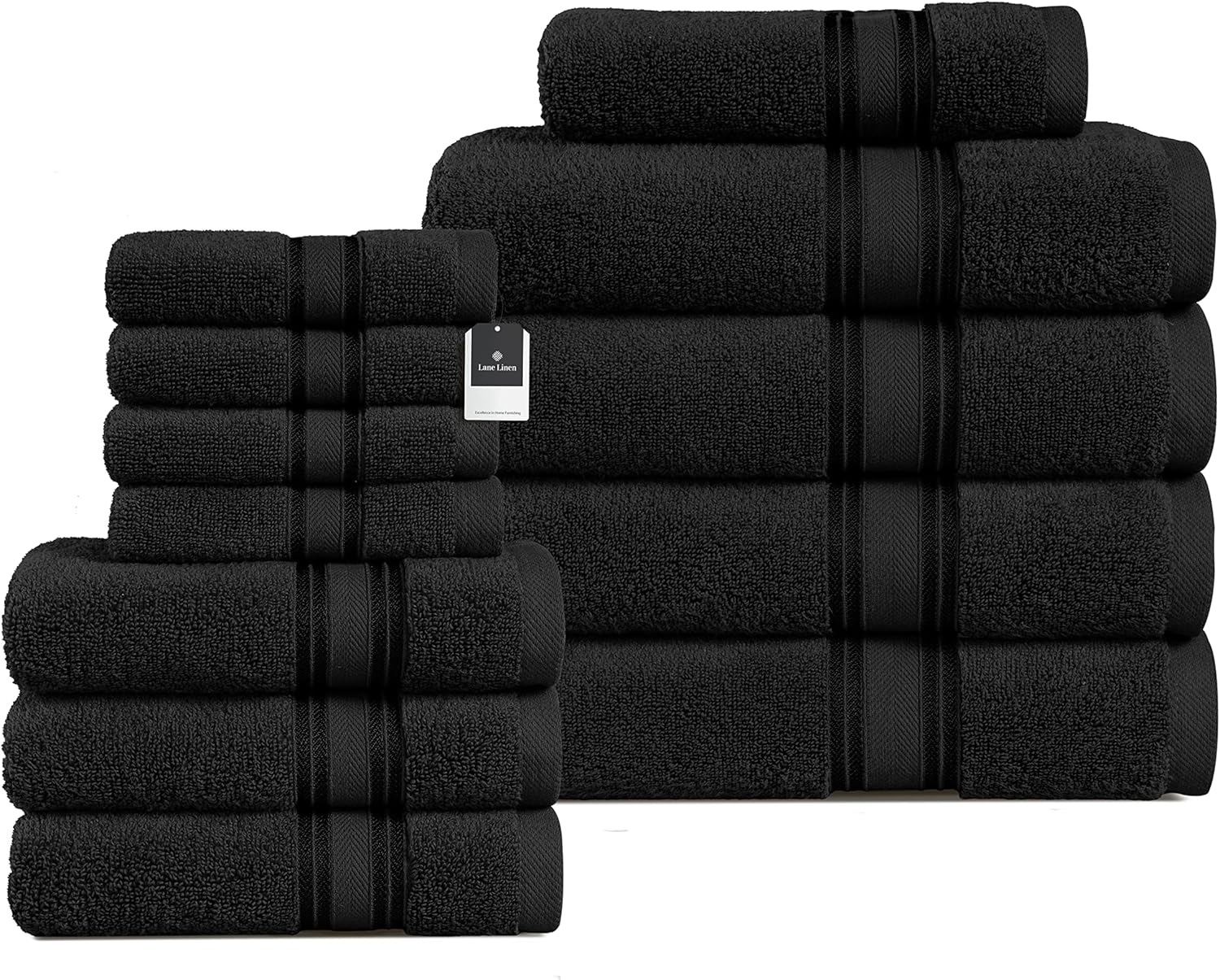 LANE LINEN – Juego de 12toallas de lujo de 100% algodón, cero torsión, de secado rápido, supersuaves y muy absorbentes, 4toallas de baño, 4toallas