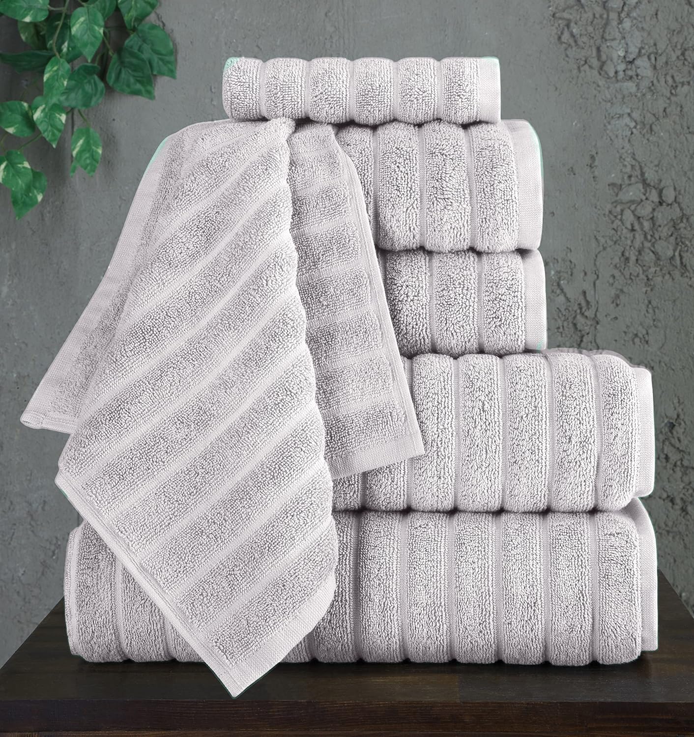 Classic Turkish Towels – Juego de 6 toallas de lujo – 2 toallas de baño, 2 toallas de mano y 2 toallas pequeñas, 100% algodón turco, toallas de