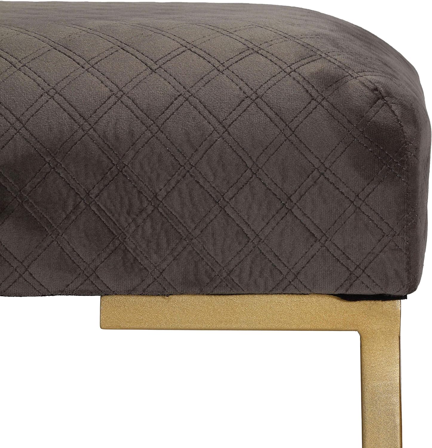 Cortesi Home Allium otomana con patas doradas pintadas, 19 pulgadas de ancho, terciopelo gris