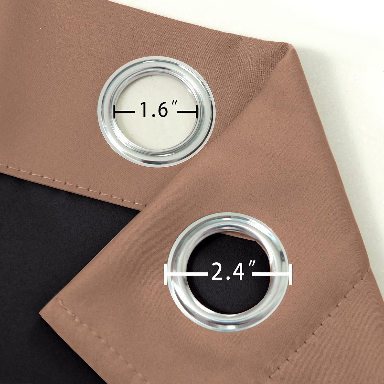 LEMOMO Cortinas capuchino 100% opacas con forro negro, 52 x 84 pulgadas, juego de 2 paneles con aislamiento térmico para oscurecer la habitación