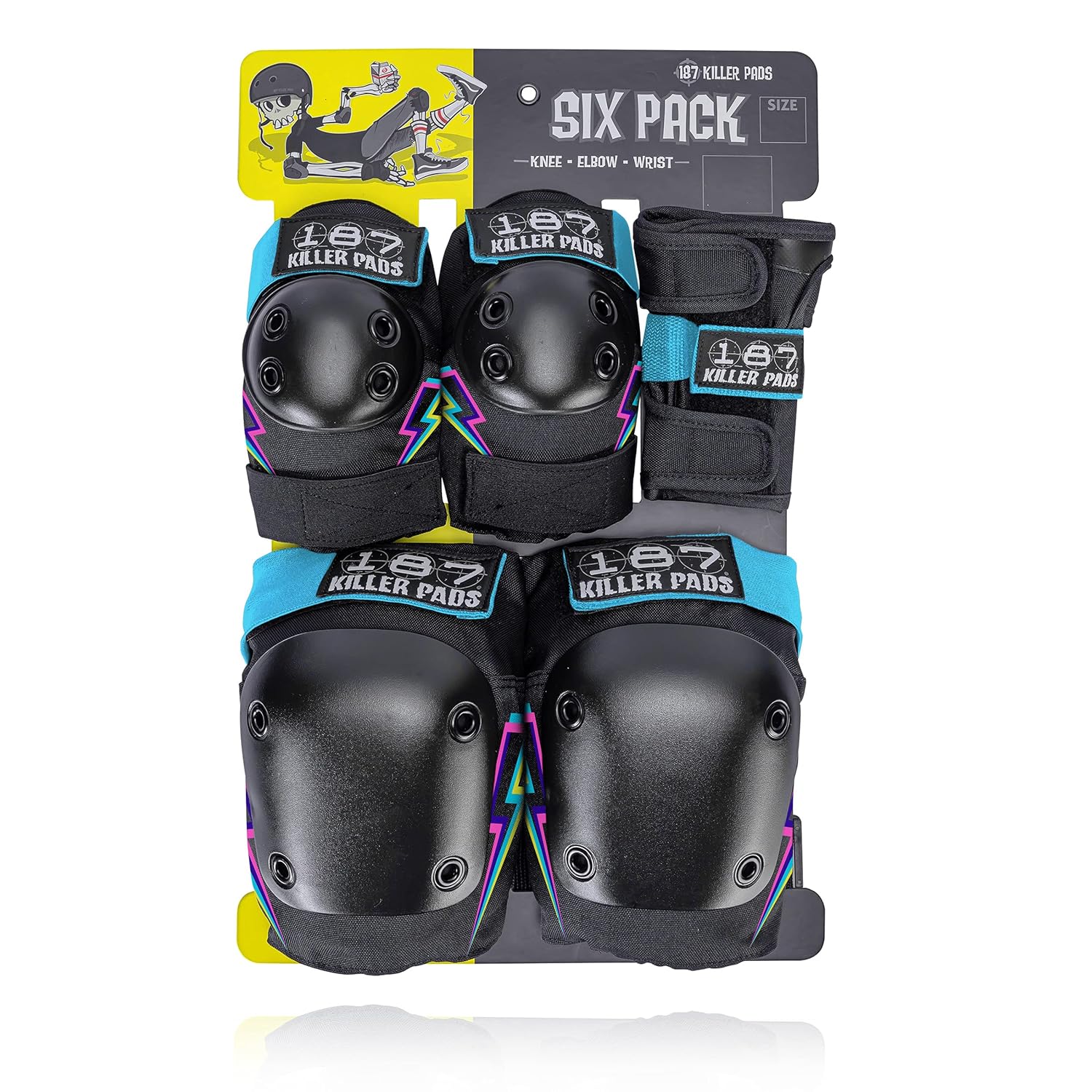 187 KILLER PADS Rodilleras, coderas y muñequeras, juego de seis piezas, perno eléctrico, talla XS