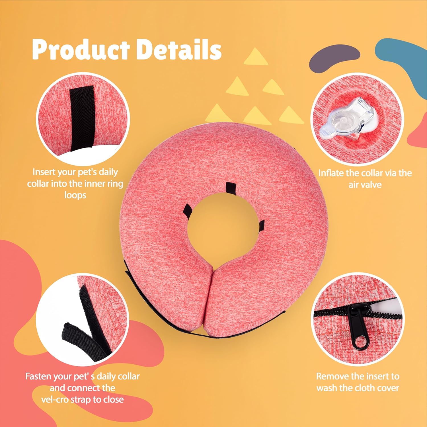 Big Ant Collar inflable protector para perros y gatos, cono suave para perros después de la cirugía, collar de dona para cuello de perro, collar de