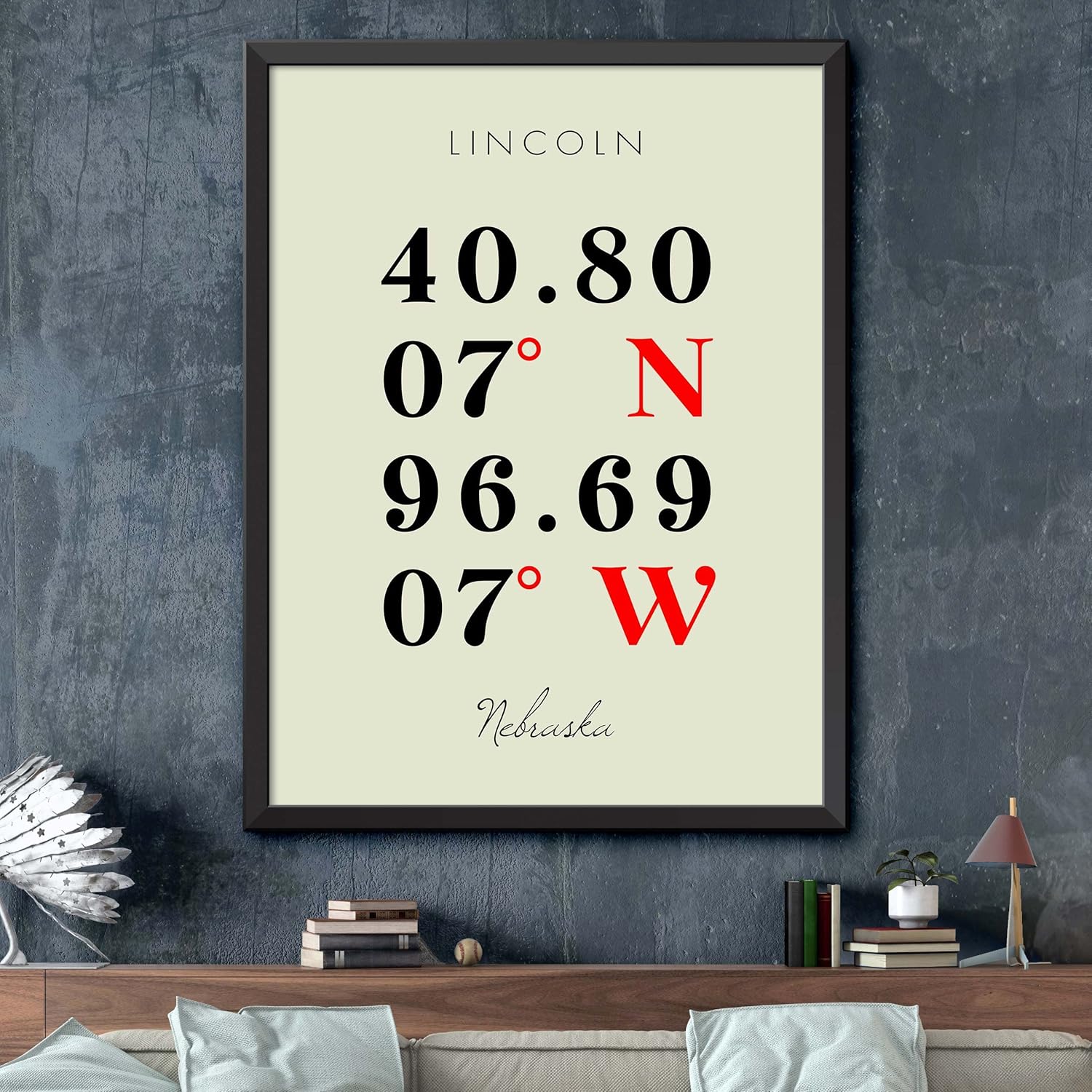 Map of Lincoln, Nebraska, Multiline Coordinates Colored (8×10)