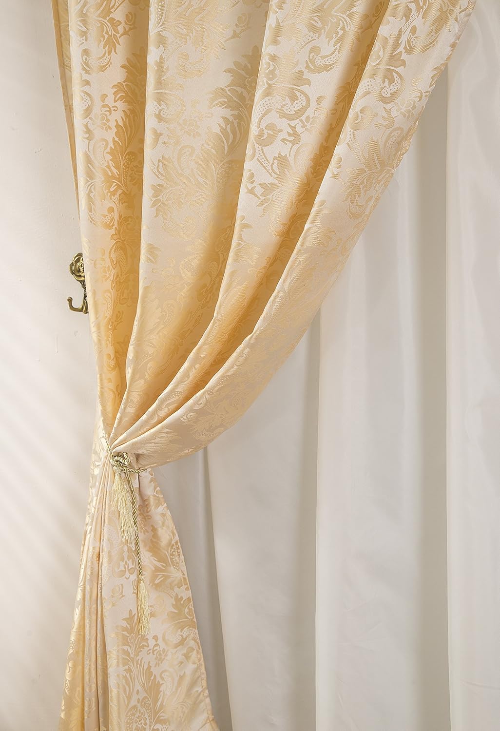 Sparta PNS10005 – Panel de cortina con bolsillo para cortinero texturizado jacquard con cenefa adjunta de 18 pulgadas en color beige