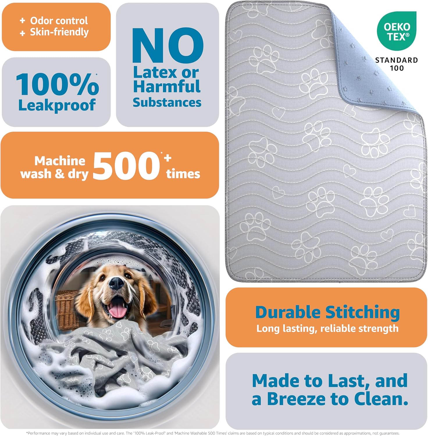 IMPROVIA Almohadilla lavable para mascotas, 65 x 48 pulgadas (paquete de 1)  Almohadilla reutilizable y ecológica para perros y gatos  Protección