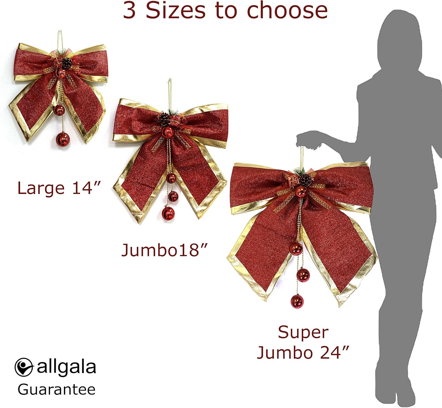 allgala Arcos decorativos de Navidad para guirnalda de corona, árbol de Navidad (24 pulgadas Jumbo 1-PK)-XBW93040
