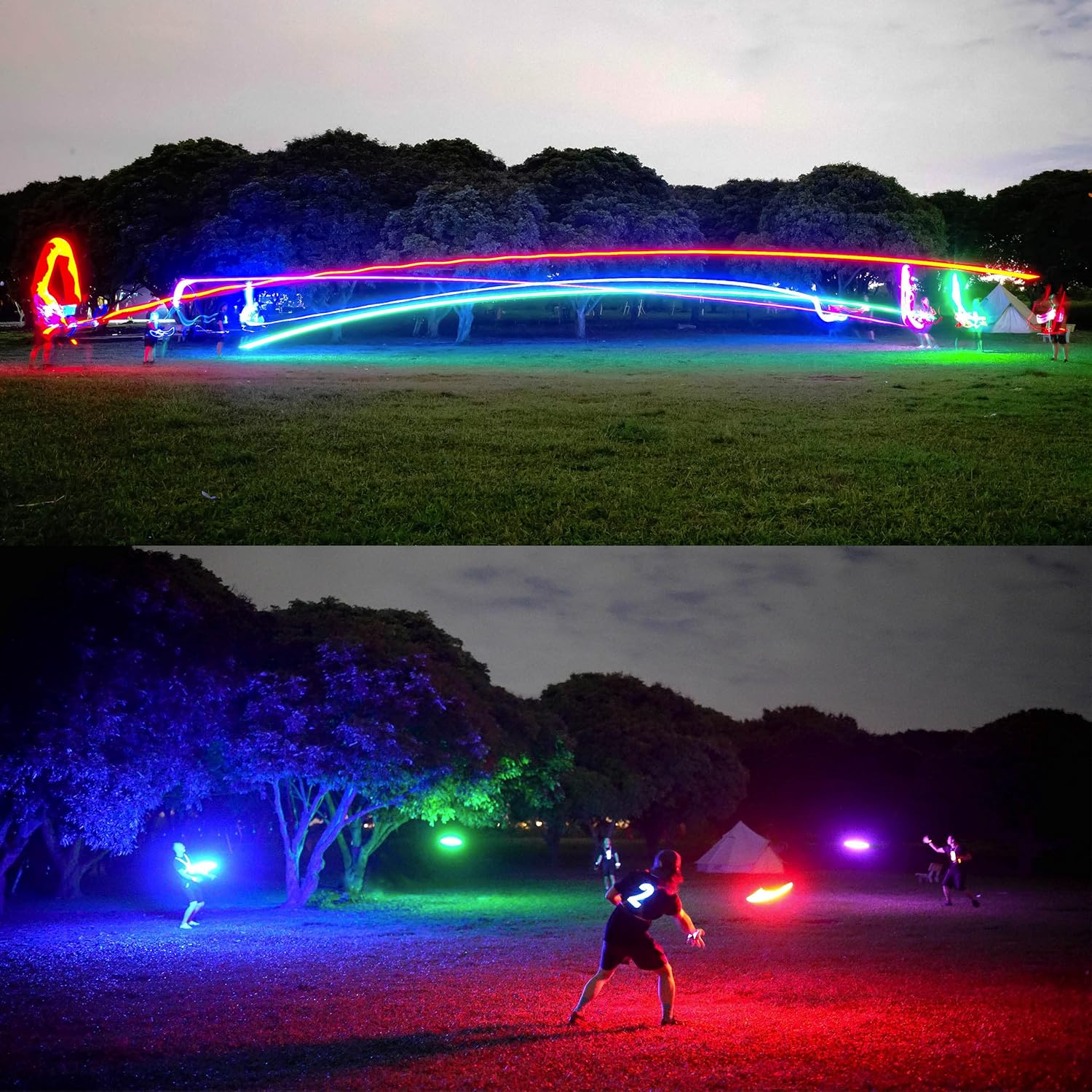 TOSY Flying Disc – 16 millones de colores RGB o 36 o 360 LED, extremadamente brillante, modos inteligentes, luz automática, recargable, regalo de