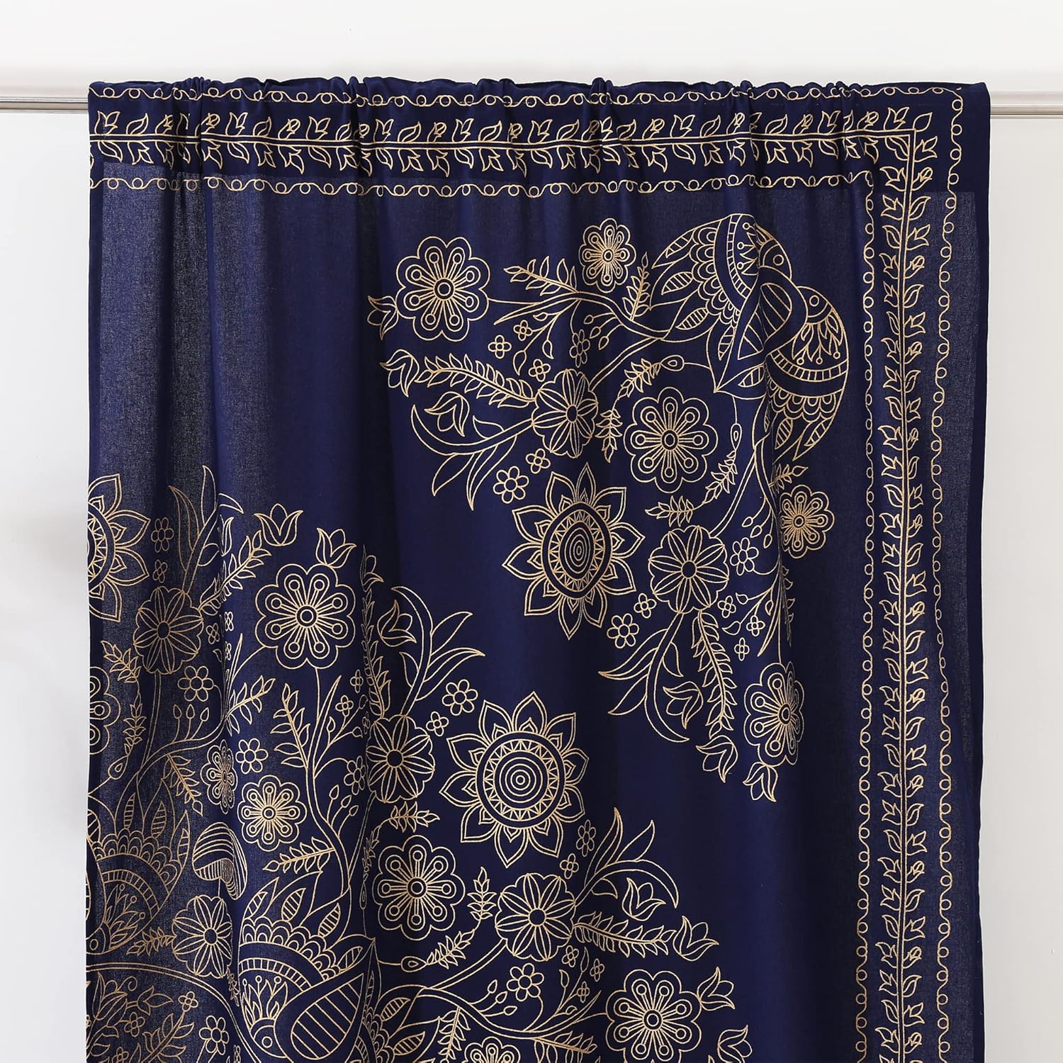 Popular Handicrafts India Hippie Mandala Bohemia Hermoso Bosquejo Cortina Cortina Dormitorio Sala Balcón Cenefa Paneles Azul Oro