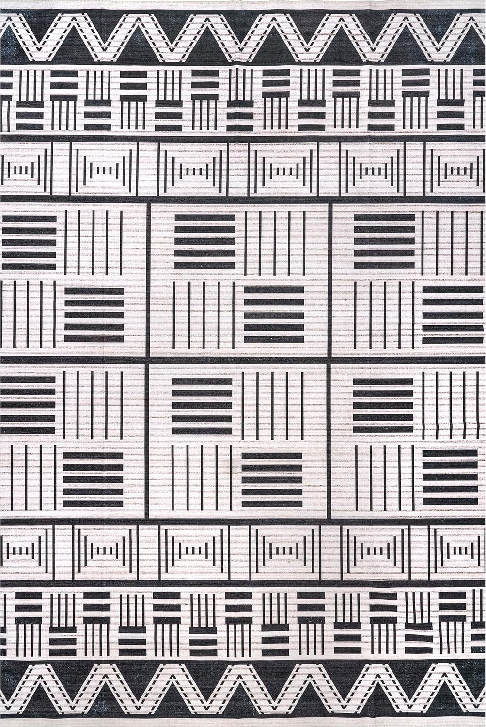 nuLOOM Evia Tribal Stripes – Alfombra lavable a máquina, 8 x 10, color carbón