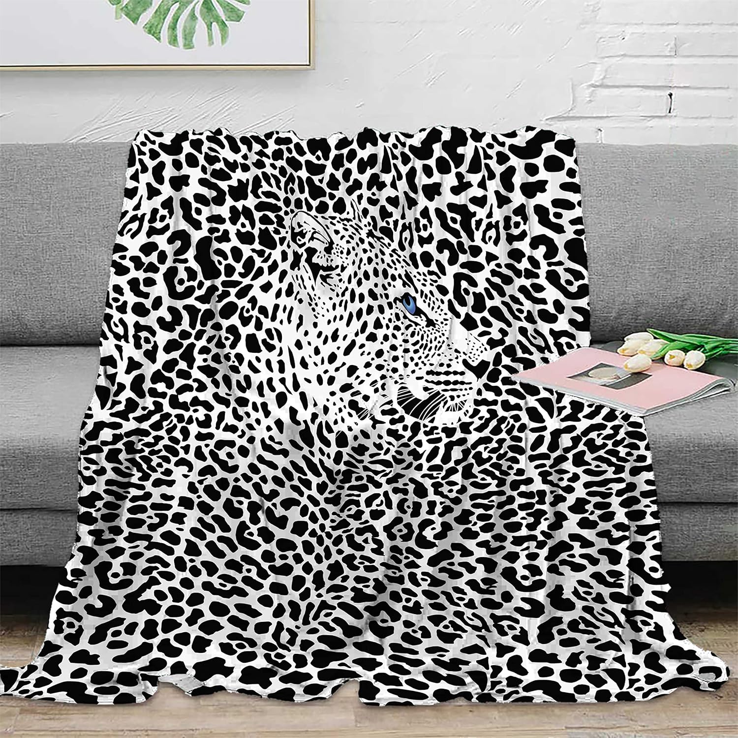 Manta de forro polar con estampado de guepardo, 330GSM, 60 x 80 pulgadas, mullida, cómoda, súper suave, con estampado de guepardo, regalo para