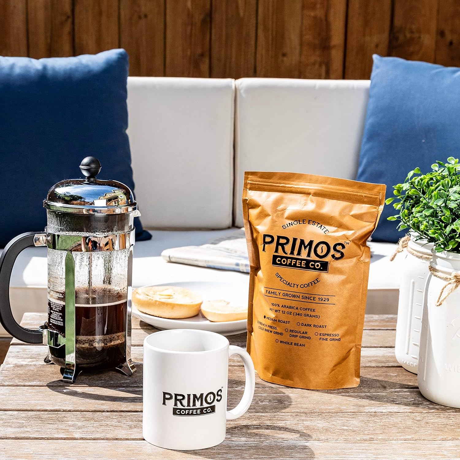 French Press – Café especial, molido grueso, Primos Coffee Co (tostado oscuro, 12 onzas)