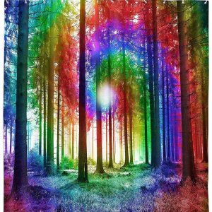 JAWO Cortina de ducha de teñido anudado, juego de decoración de baño de arcoíris colorido de fantasía mística, decoración de baño con temática de JAWO Cortina de ducha de teñido anudado, juego de decoración de baño de arcoíris colorido de fantasía mística, decoración de baño con temática de