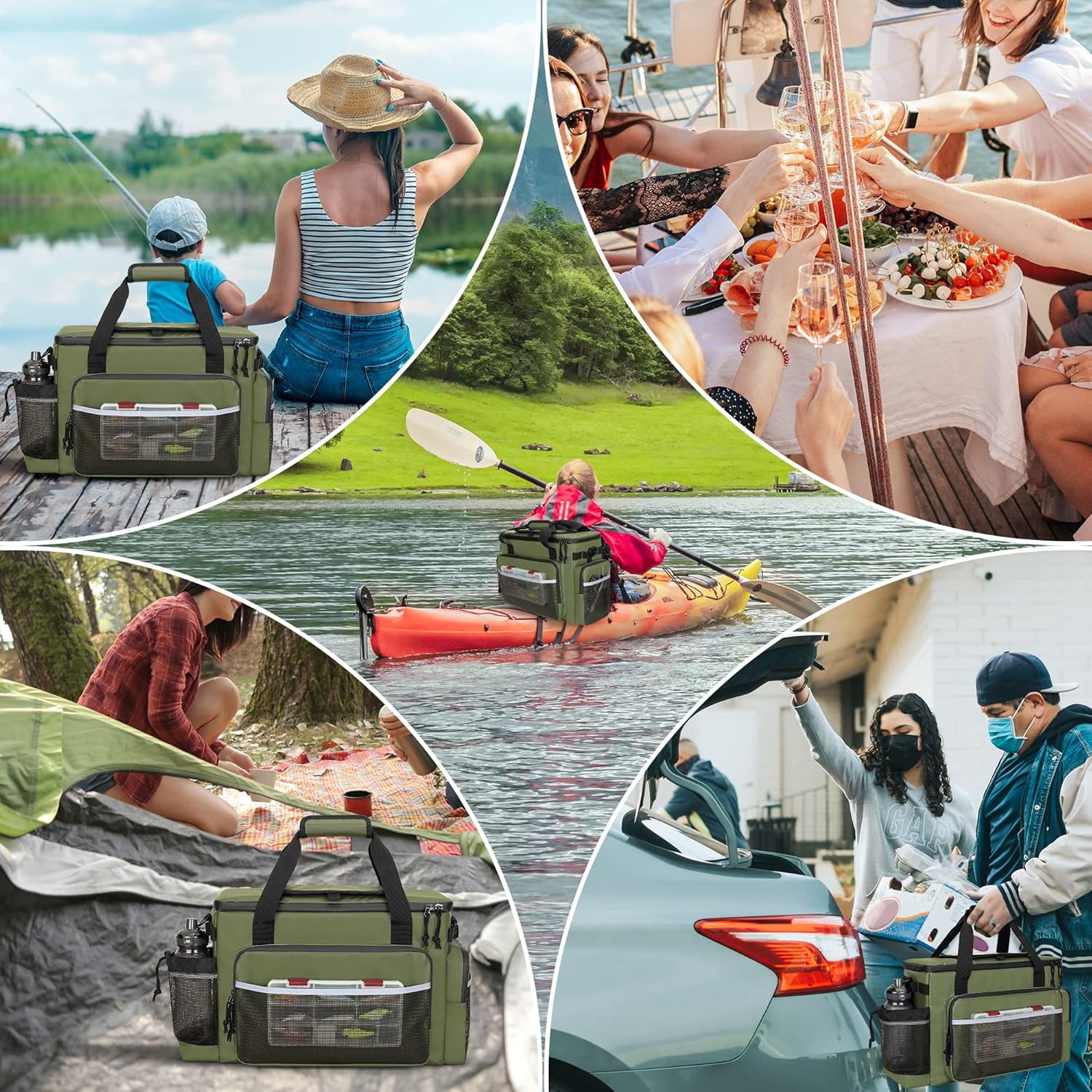 Enfriador de kayak grande, enfriador de kayak impermeable detrás del asiento, bolsa enfriadora para asiento estilo silla de césped, asiento de