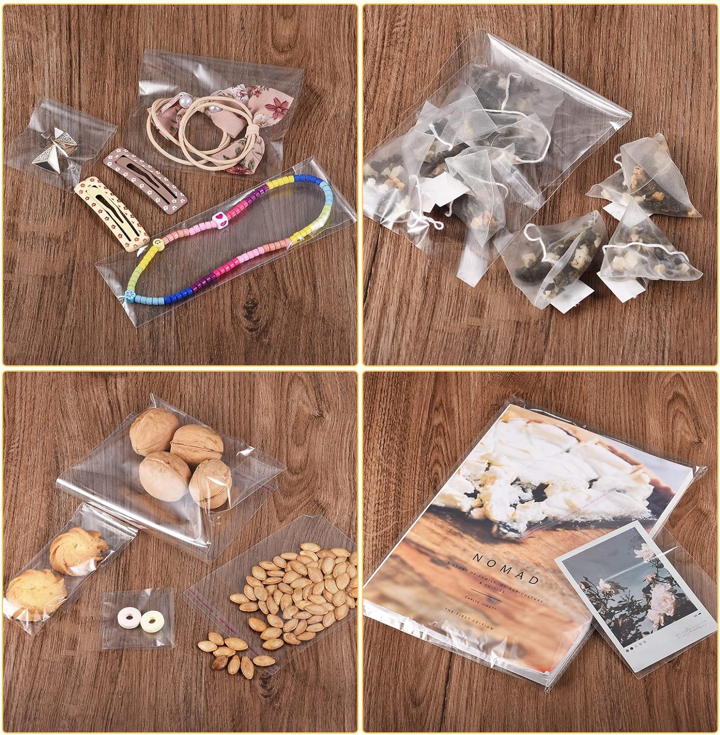 uxcell 200 bolsas transparentes para violonchelo, 2.4 x 4.7 pulgadas, de plástico, autoadhesivas, OPP, bolsas de polietileno para embalaje de