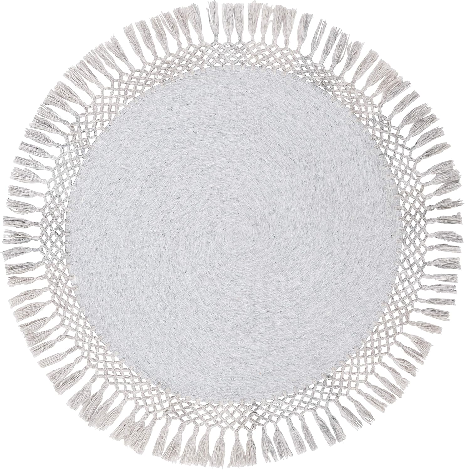 SAFAVIEH Sahara Collection SAH490F – Alfombra redonda de 3 pies, hecha a mano, con borlas, color gris