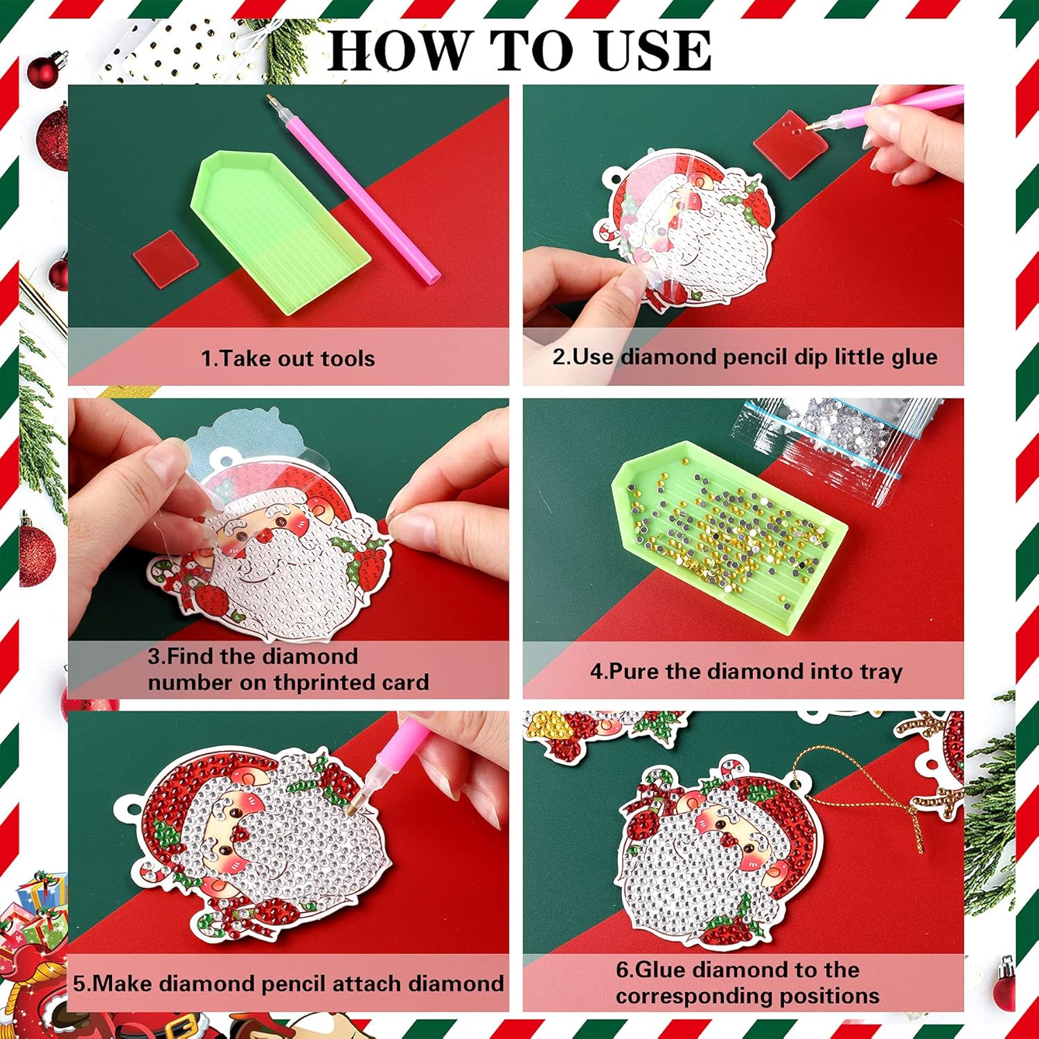 SEPGLITTER 20 piezas de Navidad DIY hecho a mano árbol de Navidad decoración colgante para vacaciones Festive regalo envoltorio arte regalos fiesta
