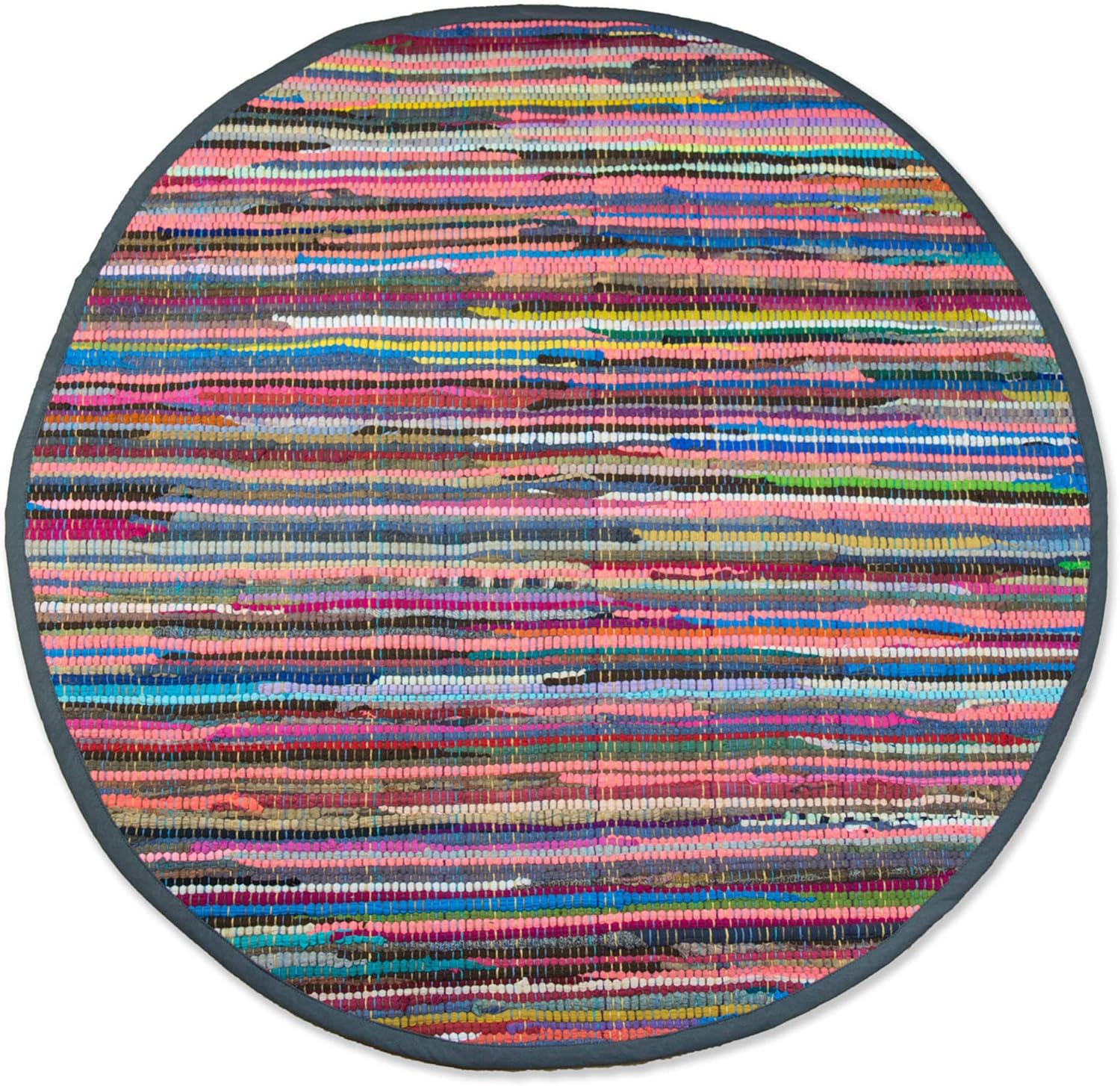 DII Chindi Home Collection Alfombra de trapillo de área multicolor tejida a mano, 36pulgadas redondas