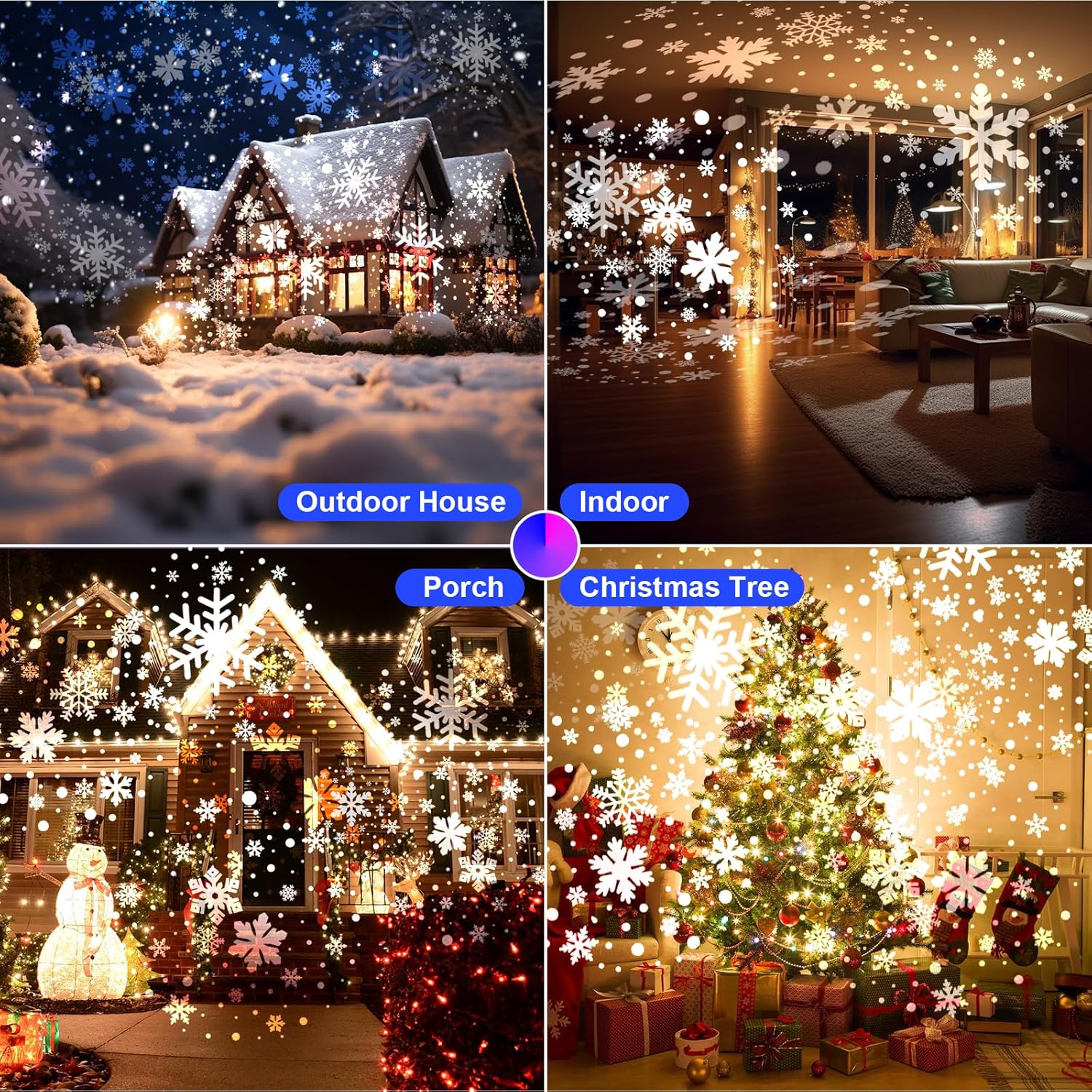 Proyector de nieve de Navidad, IP65 impermeable para exteriores, proyector LED de copo de nieve para exteriores, lámpara de proyección giratoria de