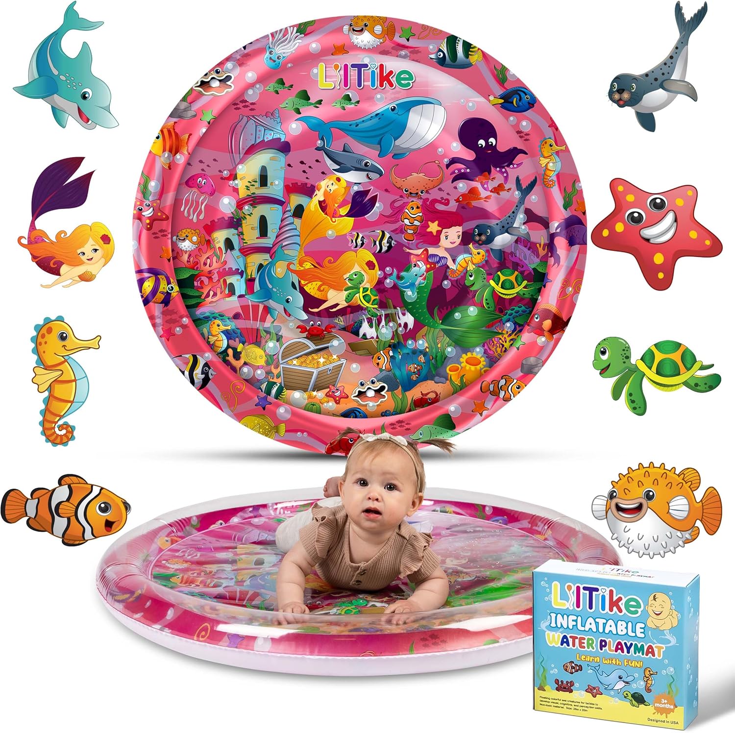 Tapete de agua para bebés  Alfombra de agua para bebés extremadamente duradera con diseños cautivadores  Tapete de agua boca abajo para bebé (diseño