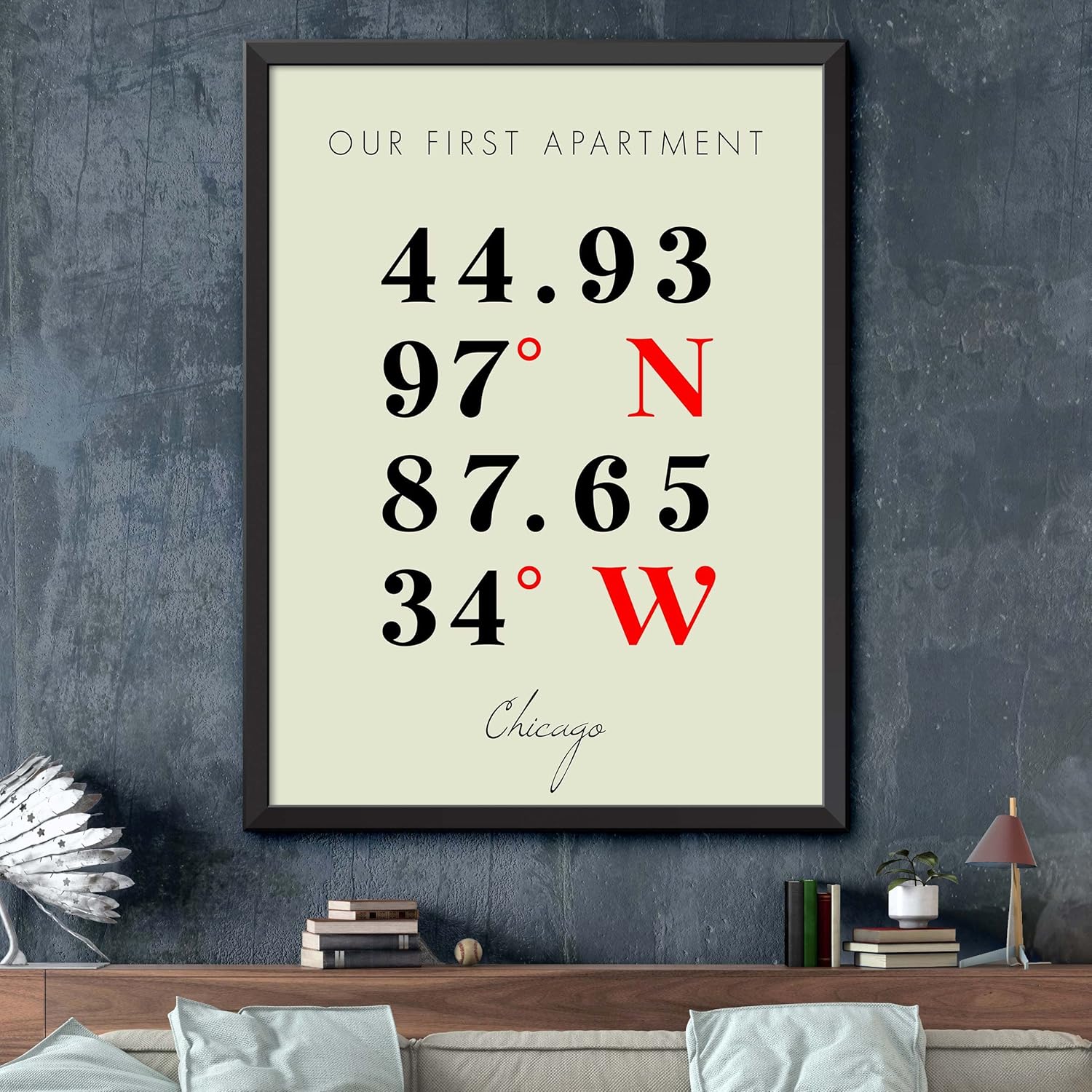 Map of Our First Apartment, Chicago, Multiline Coordinates Colored (36×48)