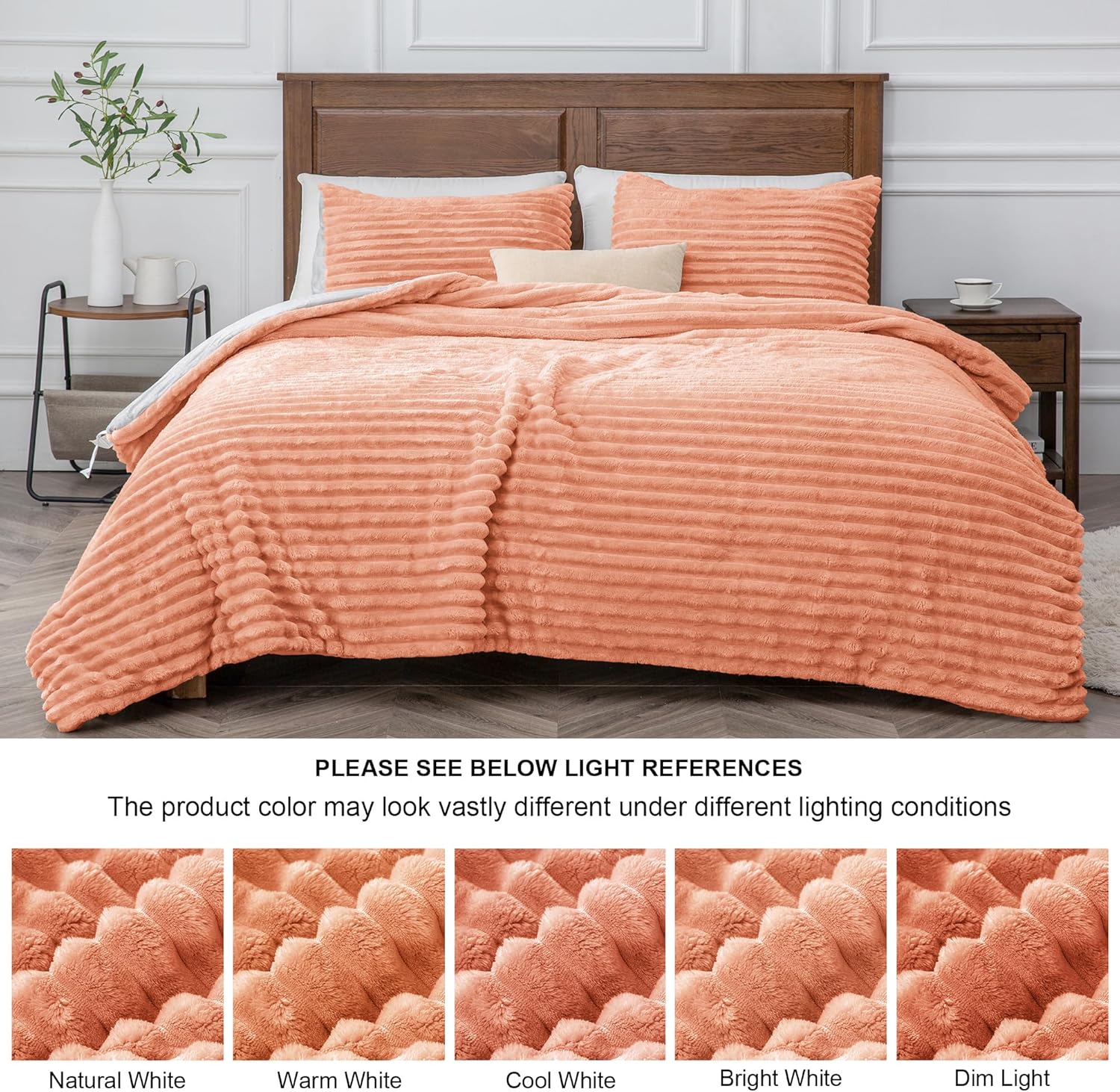 BEDELITE Juego de edredón de forro polar tamaño Queen, ropa de cama coral mullida, súper suave y cálida, juego de cama pesado de lujo para invierno