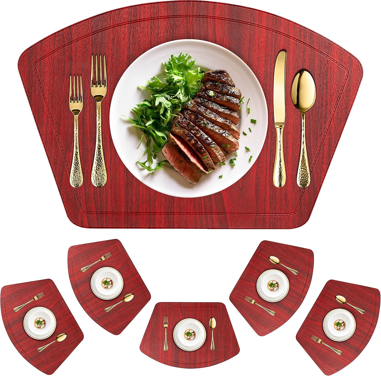 Juego de manteles individuales redondos para comedor con aislamiento térmico, resistente a las manchas, antideslizante, impermeable, lavable, fácil