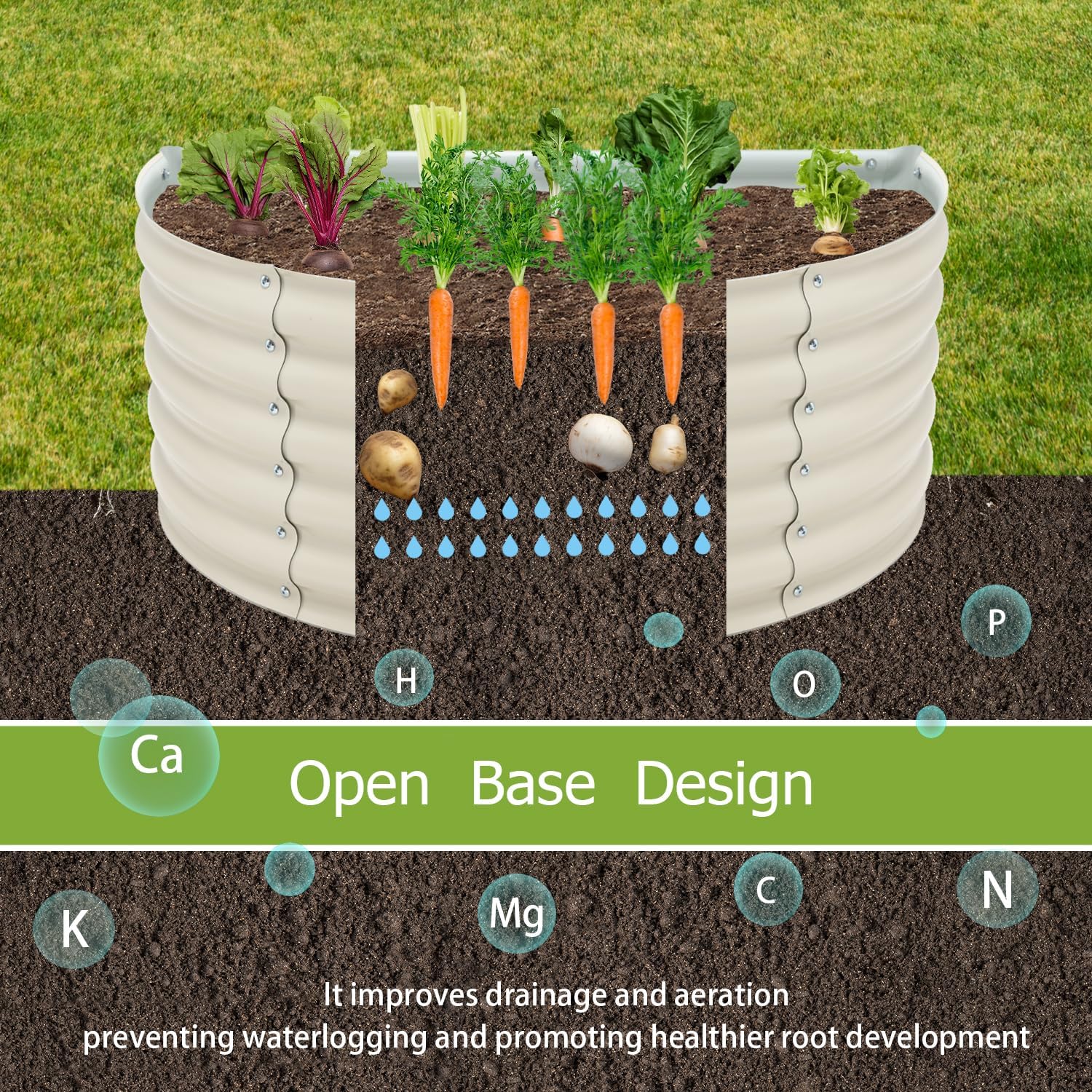 Aoodor Cama de jardín elevada de metal, 42 pulgadas de largo x 24 pulgadas de ancho x 17 pulgadas de alto, maceta de jardín para exteriores, para