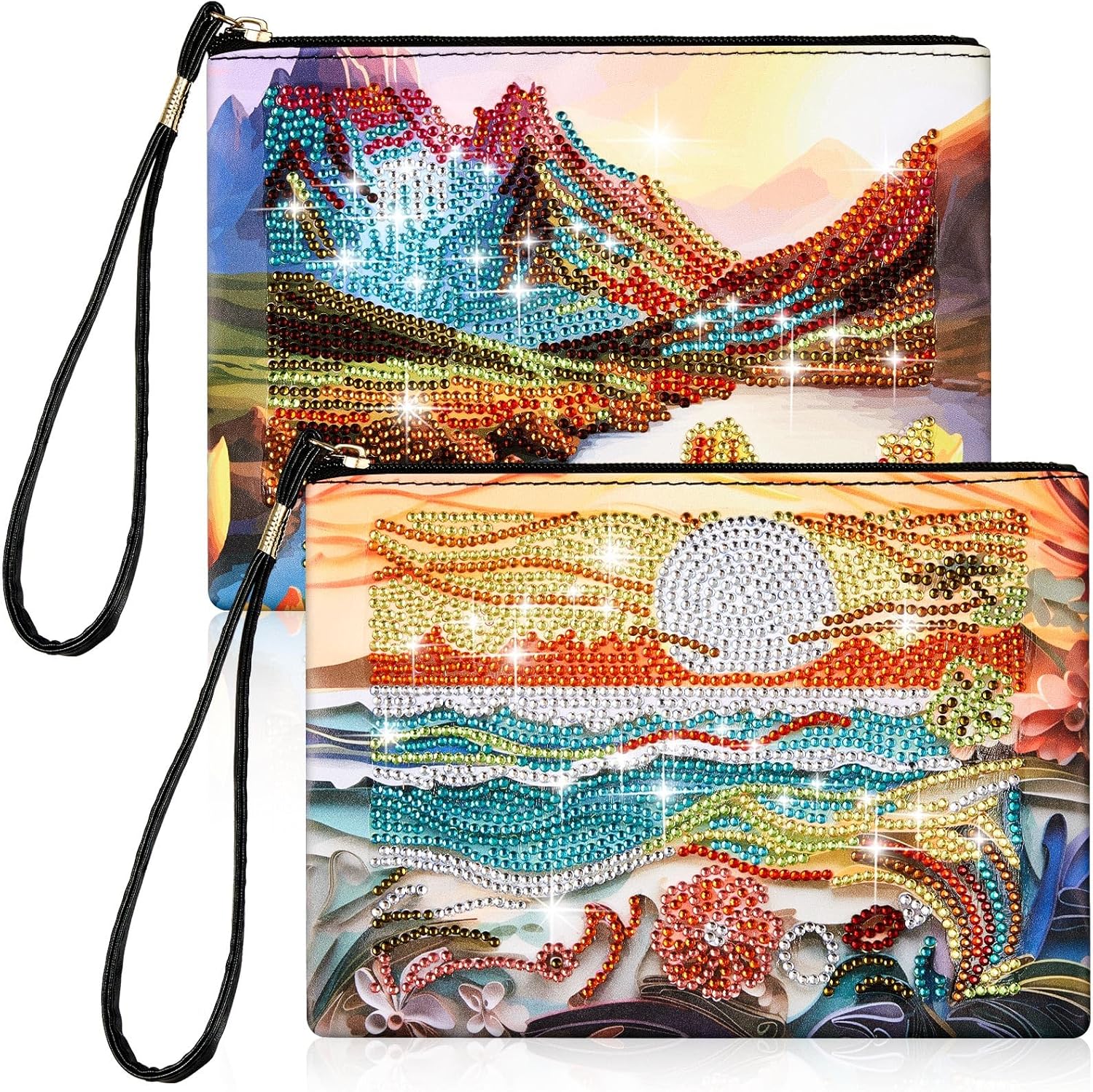 Geyoga 2 unidades de monederos de pintura de diamantes 5D DIY diamante pintura bolso de mano arte diamante bolso de mano bolsa de mano para mujeres