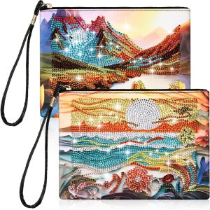 Geyoga 2 unidades de monederos de pintura de diamantes 5D DIY diamante pintura bolso de mano arte diamante bolso de mano bolsa de mano para mujeres Geyoga 2 unidades de monederos de pintura de diamantes 5D DIY diamante pintura bolso de mano arte diamante bolso de mano bolsa de mano para mujeres