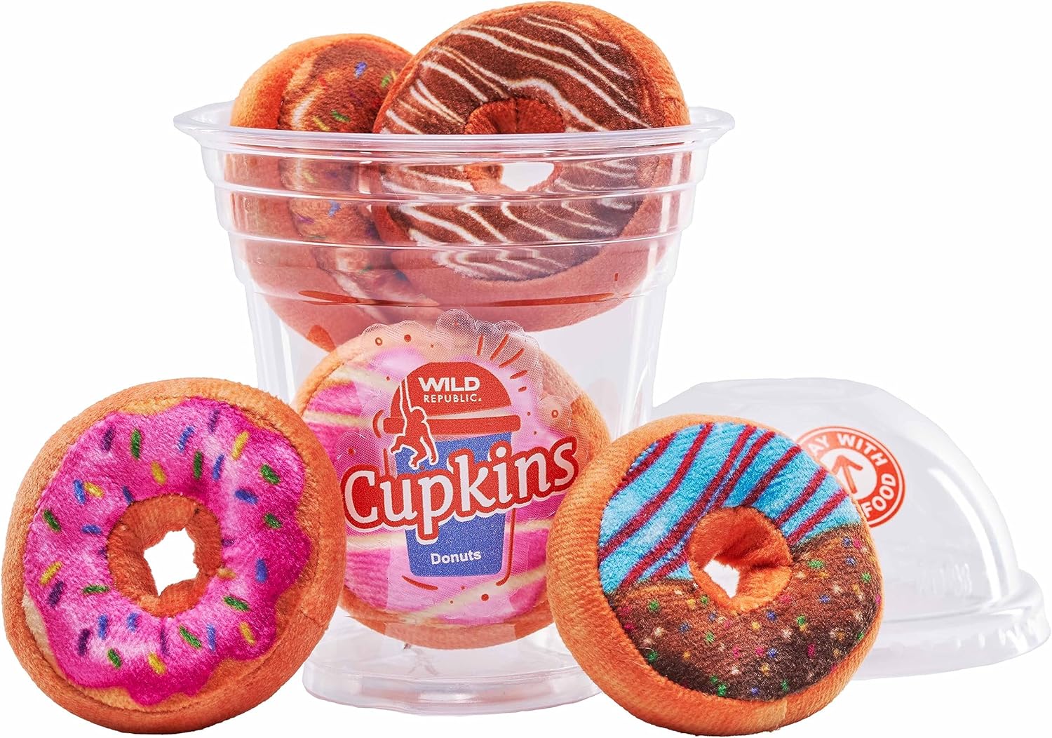 Wild Republic Cupkins, Donuts, juguete de peluche, regalo para niños, juguete de peluche, relleno es botellas de agua recicladas