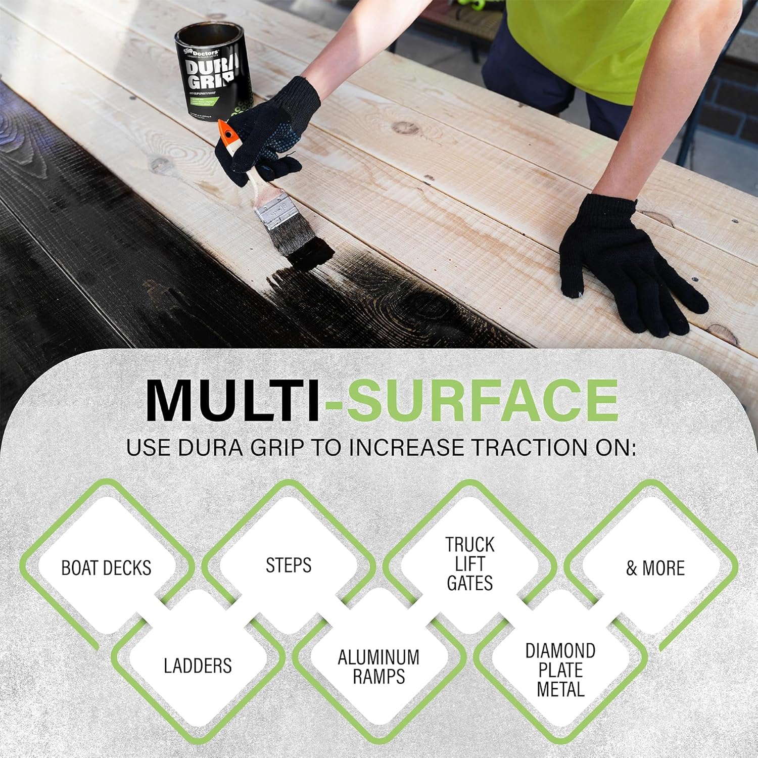 Dura Grip – Pintura antideslizante (cuarto de galón, arena) para hormigón, madera, azulejos y metal, revestimiento antideslizante para pisos,