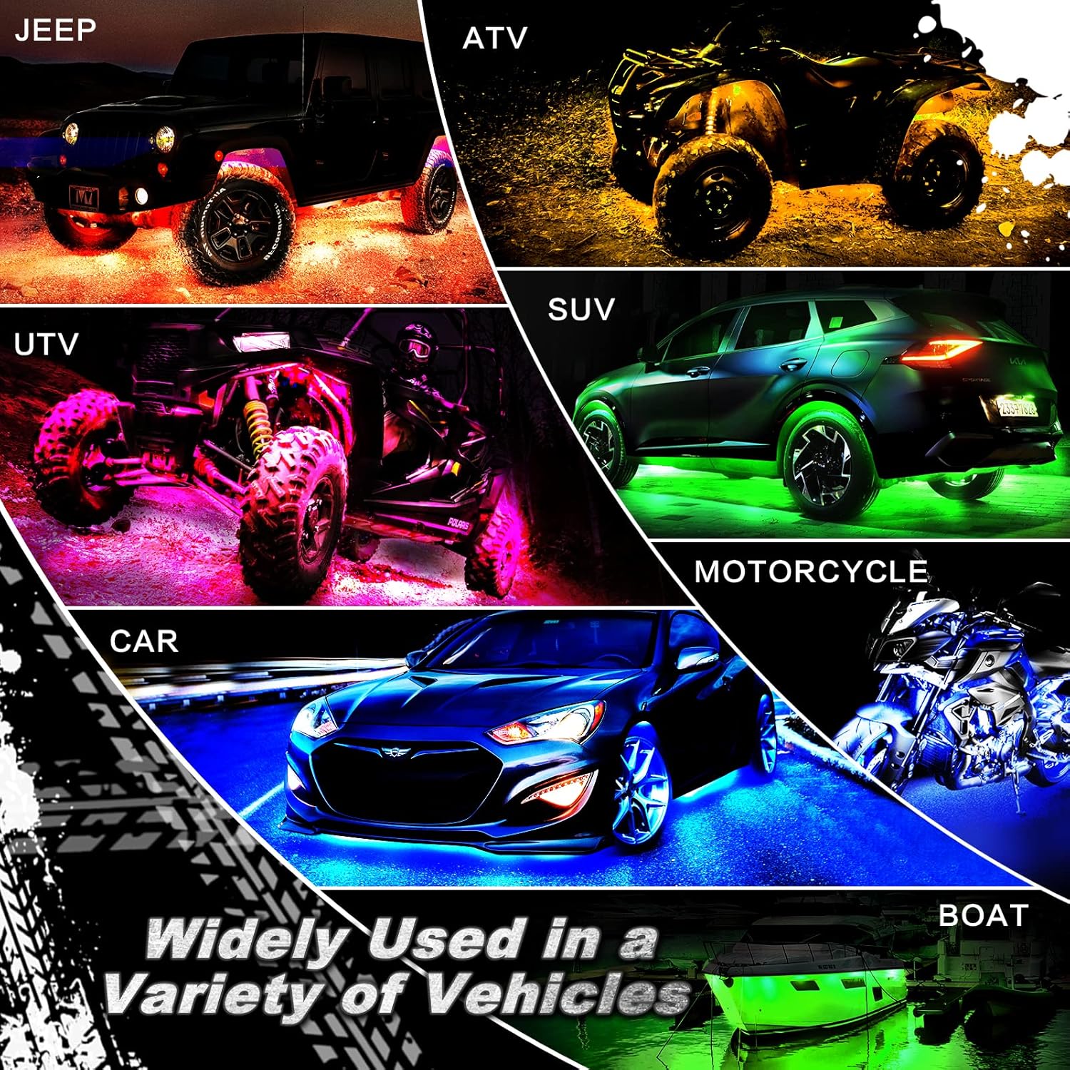 LD DARKEAGLE Chasing Dream – Luces LED Rock con control remoto APPRF, impermeables, 6 vainas, luces basculantes subterráneas con freno, multicolor,