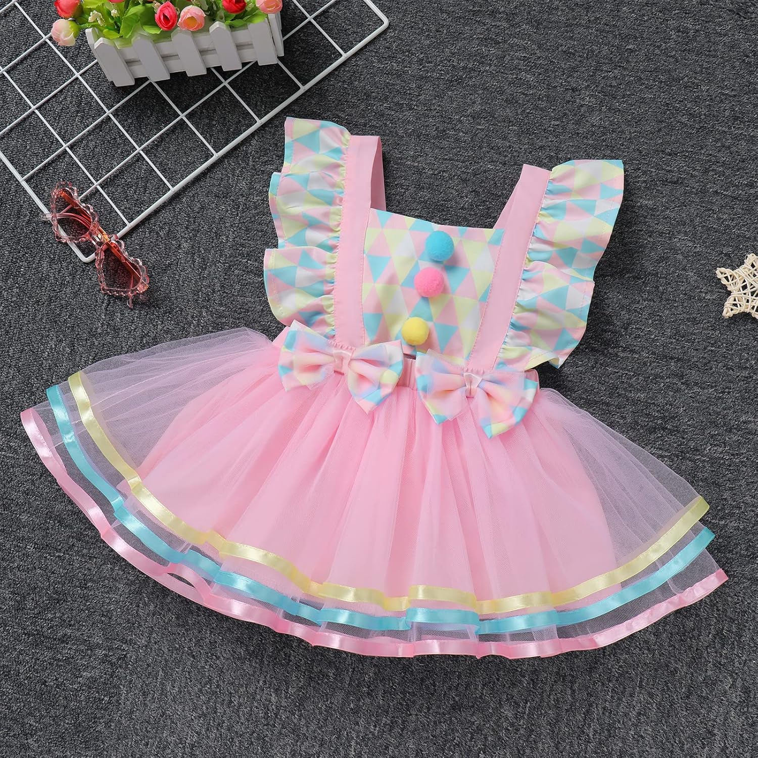 IBTOM CASTLE Traje de fiesta de cumpleaños de circo de carnaval para niña, vestido de tutú de princesa, disfraz de accesorio para fotos