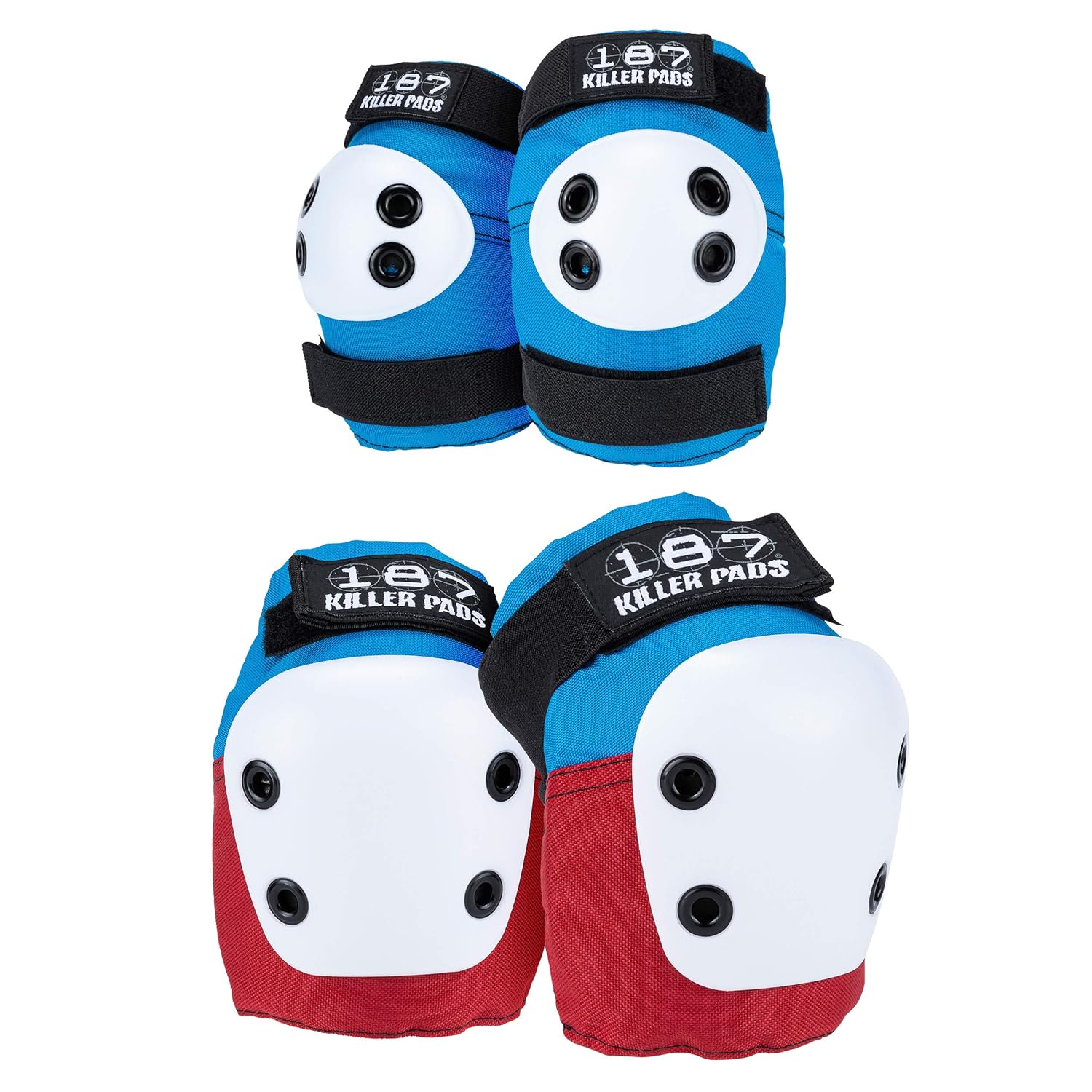 187 Killer Pads Paquete combinado de rodilleras, coderas, rojoblancoazul, talla XS