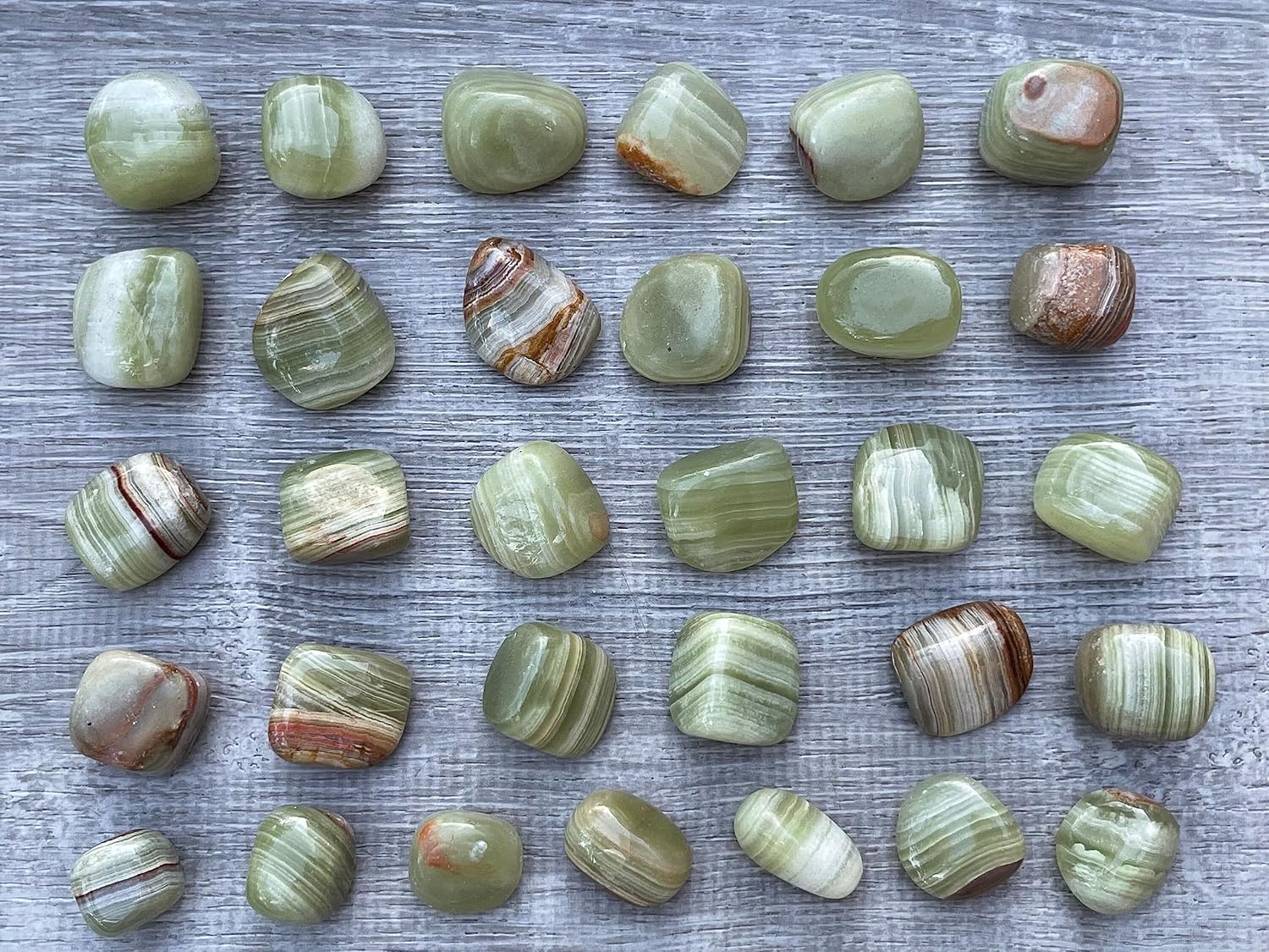 GAF TREASURES Piedras pulidas de ónix verde de 12 libra, piedra preciosa de ónix verde pulido, cristales curativos de ónix verde (ónix verde, 0.5