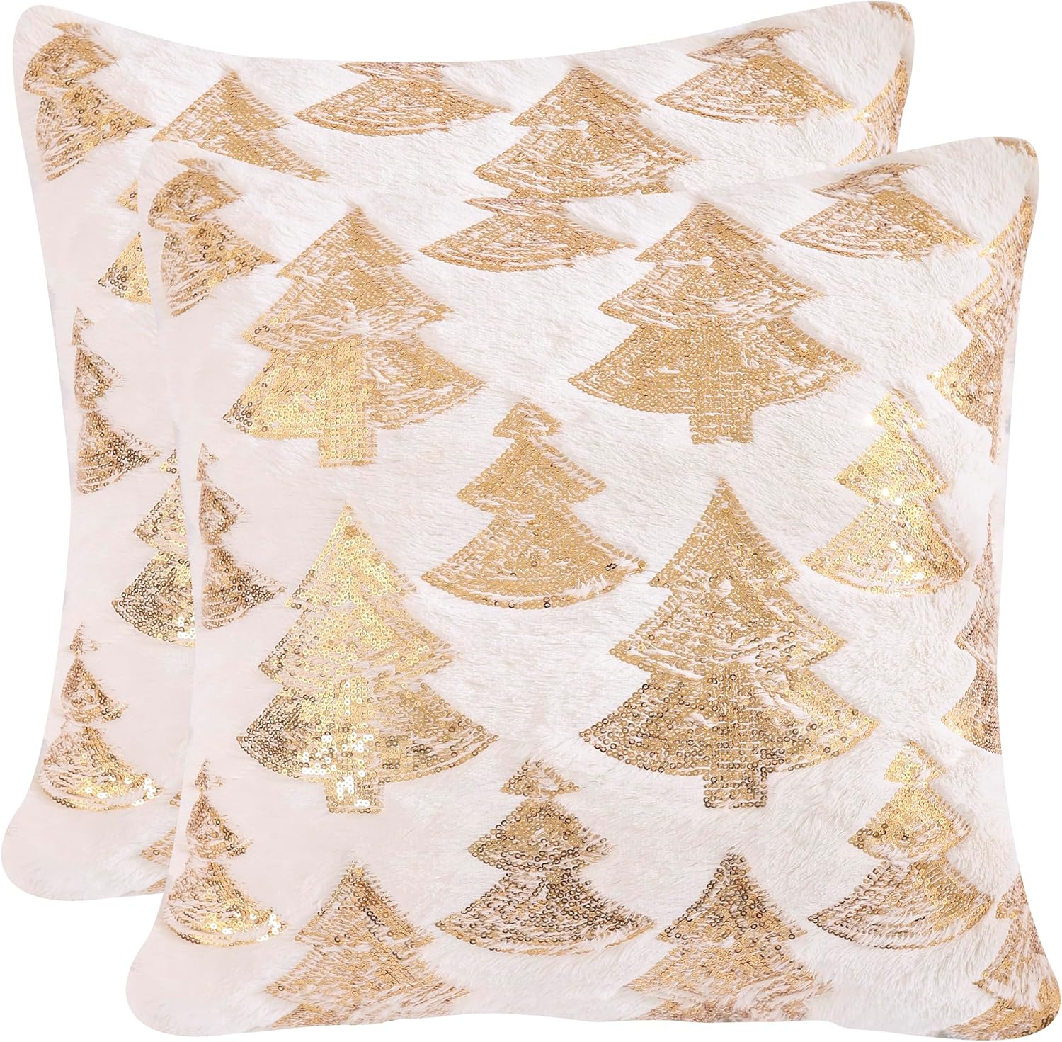 Fundas de almohada de Navidad de 18 x 18 pulgadas, juego de 2 múltiples fundas de almohada de lentejuelas para árbol de Navidad, fundas de almohada
