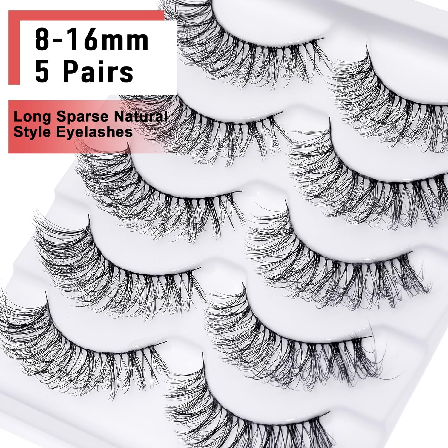EXTENIFY Pestañas postizas naturales de 0.631 pulgadas, pestañas postizas 3D de visón sintético, banda fina, pestañas de ojo de gato, ligeras,