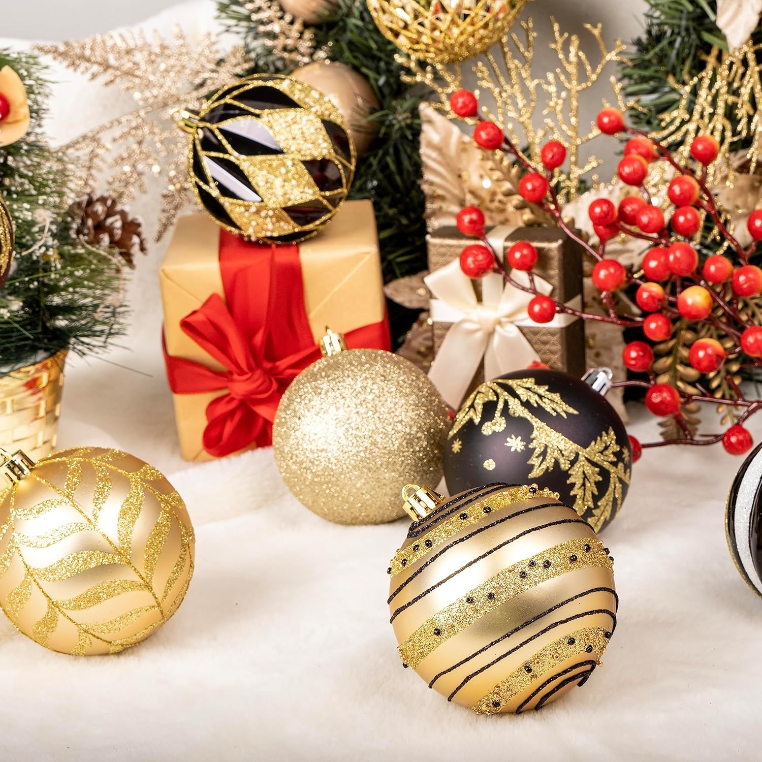 Adornos de bola de Navidad, 16 piezas para adornos de árbol de Navidad de 3.15 pulgadas, irrompibles, decoración de árbol de Navidad con bolas de