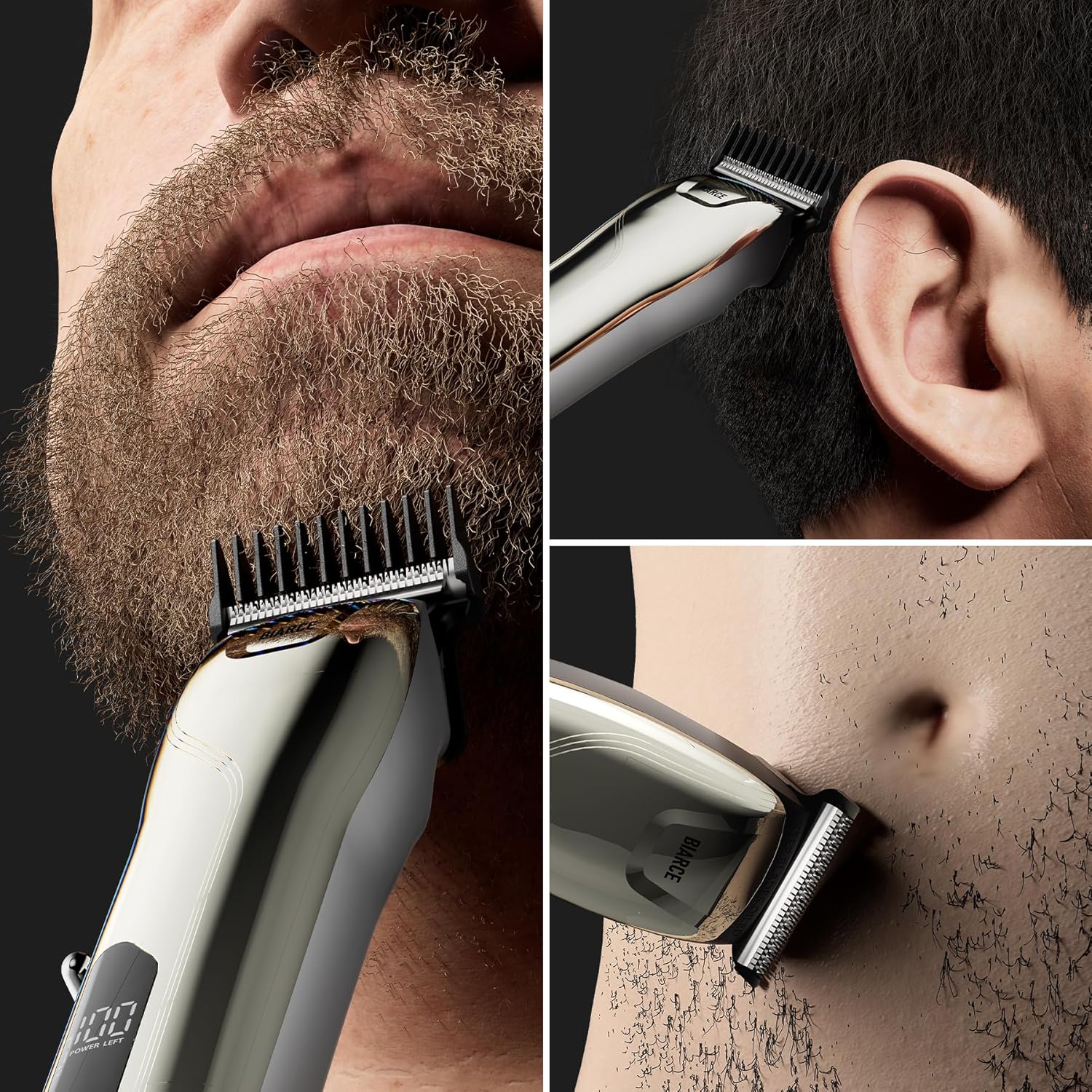 Recortadora de barba para hombres, recortadora de pelo corporal reemplazable con 5 peines de límite para hombre, peluquería personal para cortar el