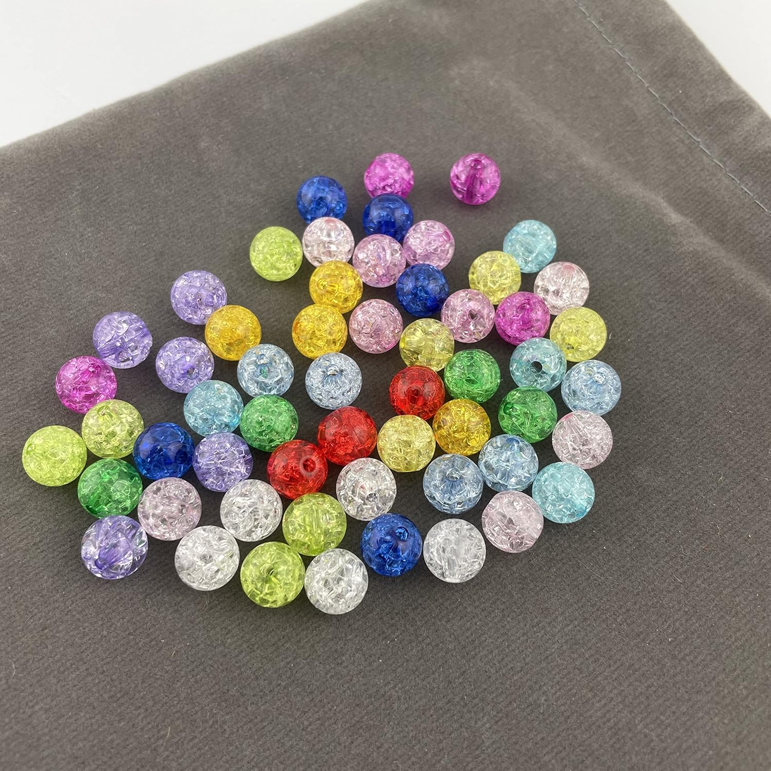Memujpsun 100 cuentas redondas de cristal agrietado, hechas a mano para fabricación de joyas (0.315 pulgadas, rosa)