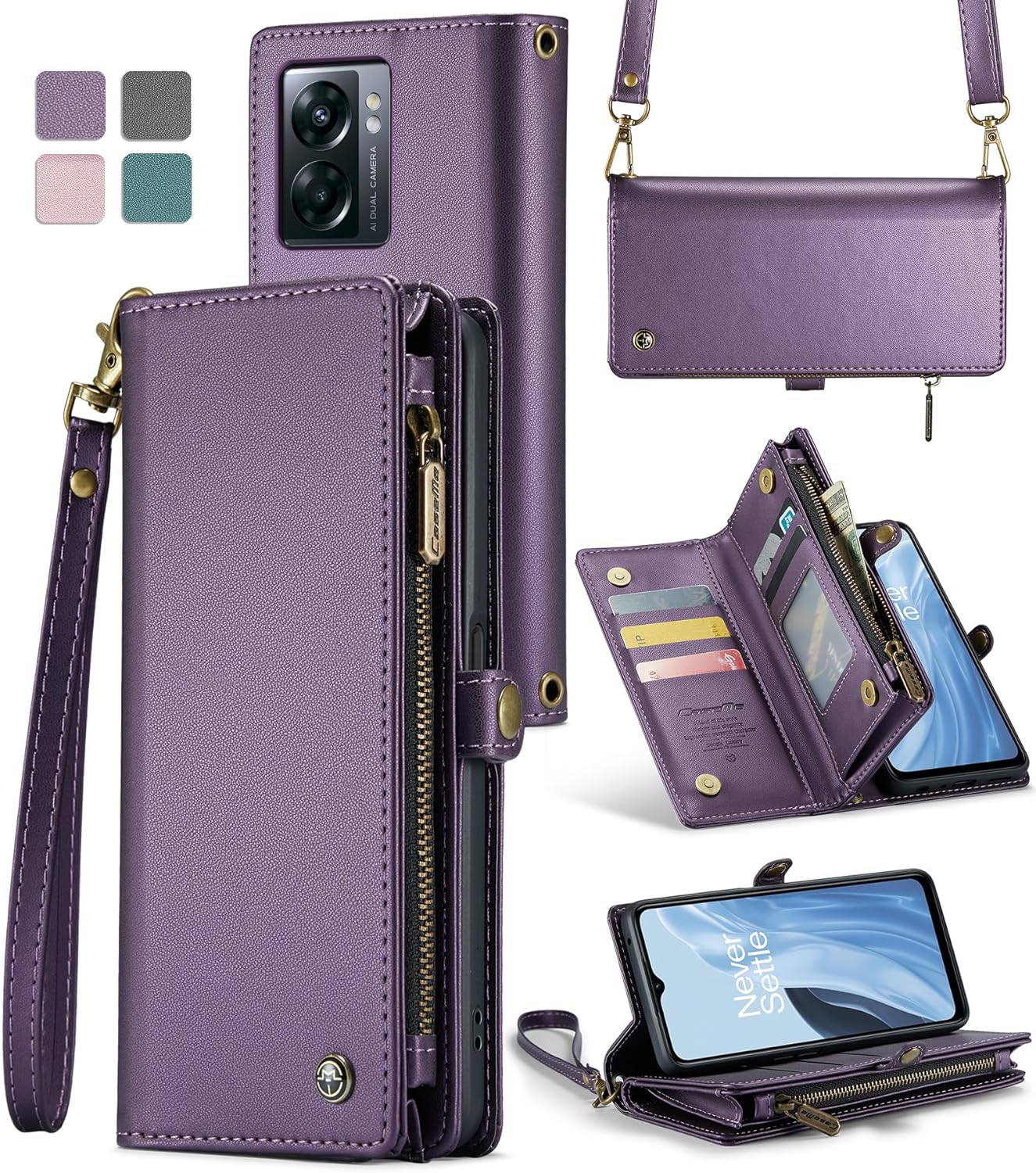 ASAPDOS OnePlus Nord N300 0.18 oz 2022 – Funda tipo cartera, correa de piel sintética retro con cierre magnético, bloqueo RFID, tarjetero y soporte